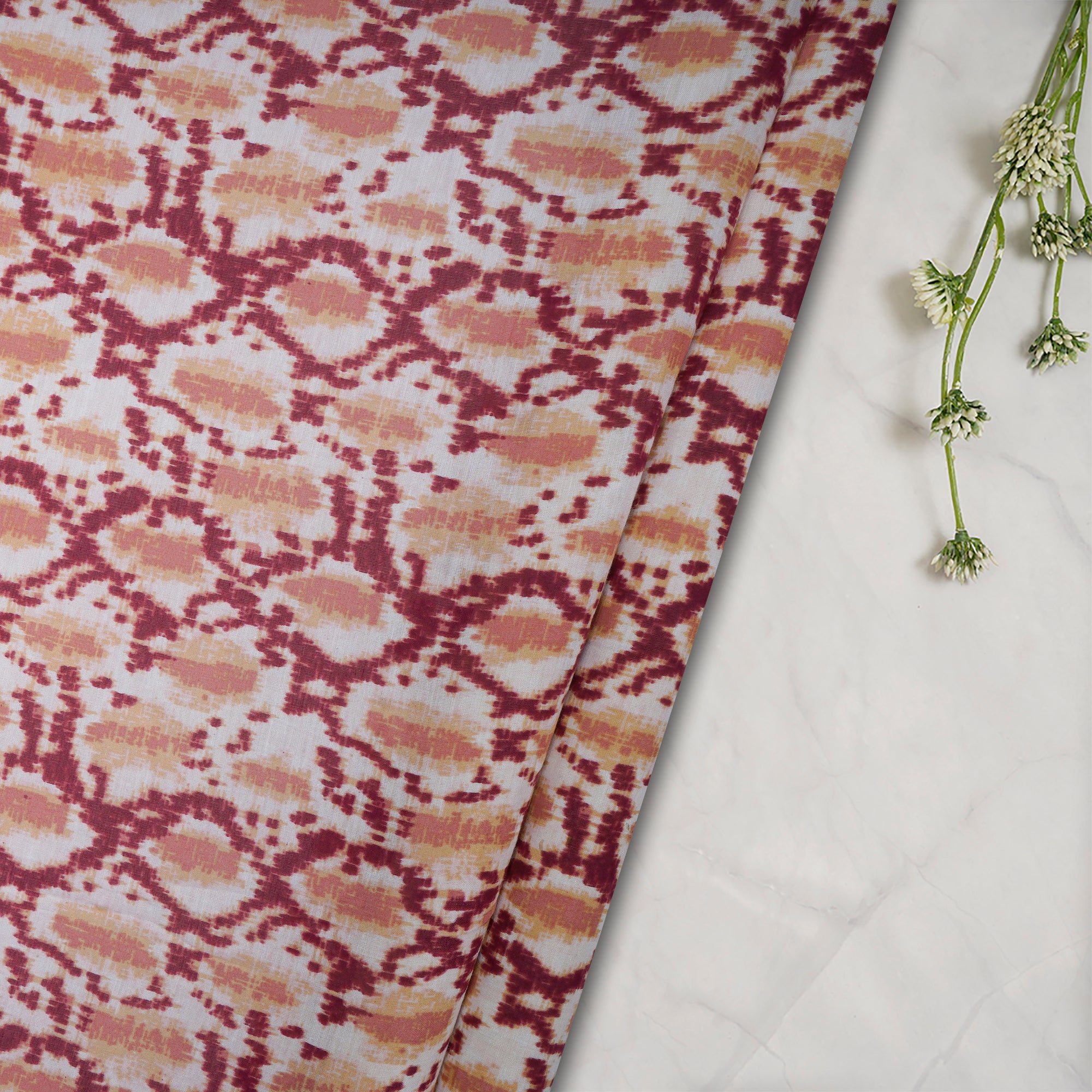(Pre-Cut 0.90 Mtr) Multi Digital Printed Pure Chanderi Fabric