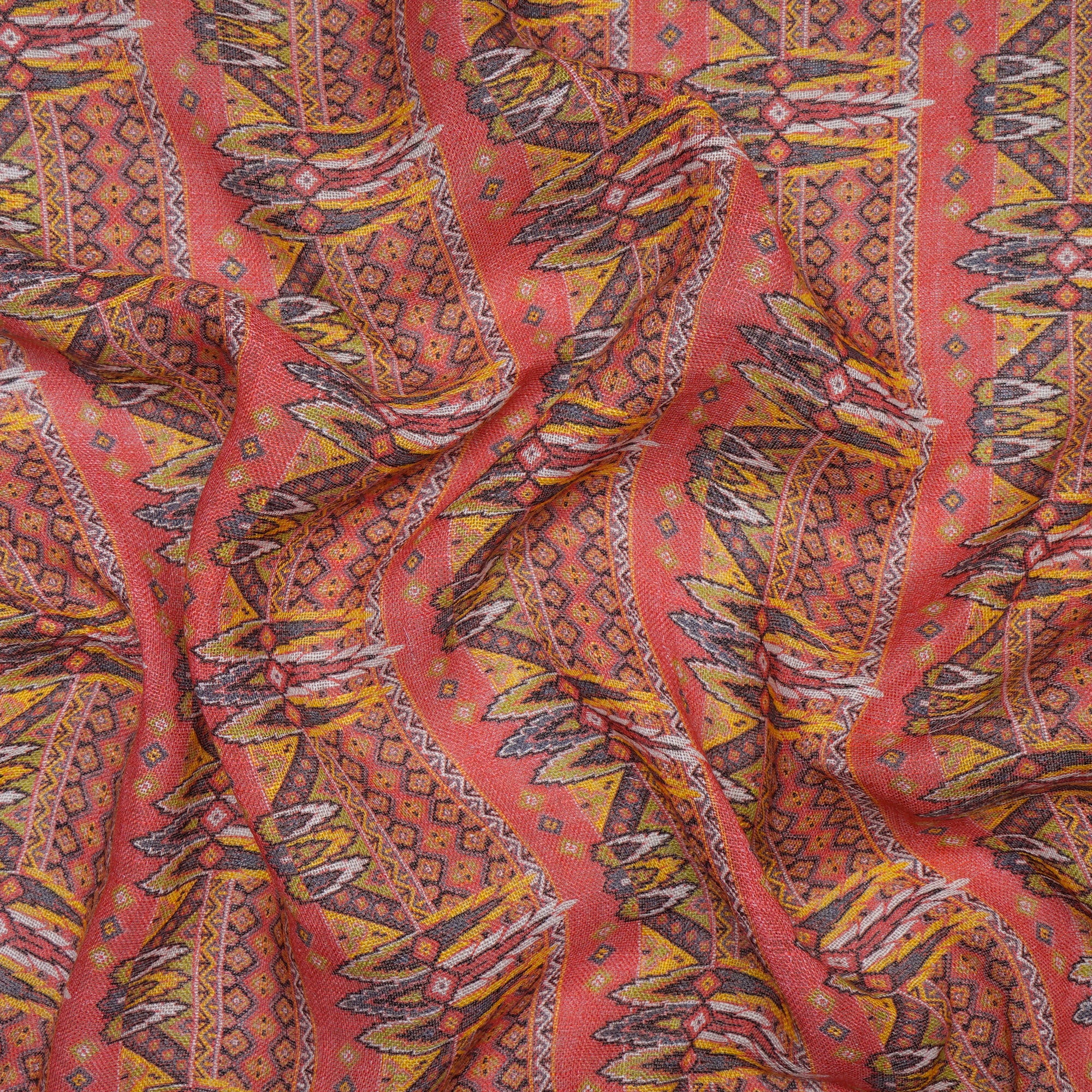 (Pre-Cut 1.00 Mtr) Multi Digital Printed Gauze Linen Fabric