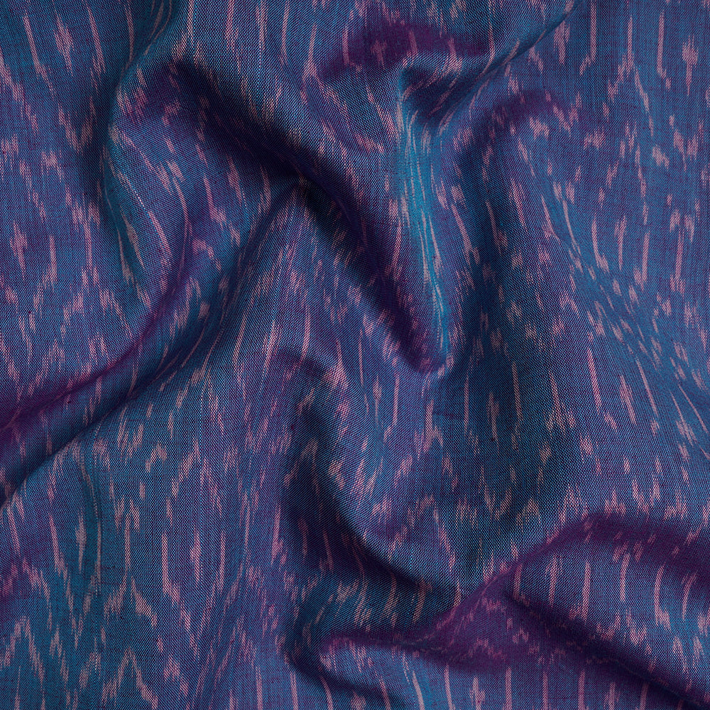 (Pre-Cut 2.50 Mtr)Light Blue Color Washed Mercerized Woven Ikat Cotton Fabric