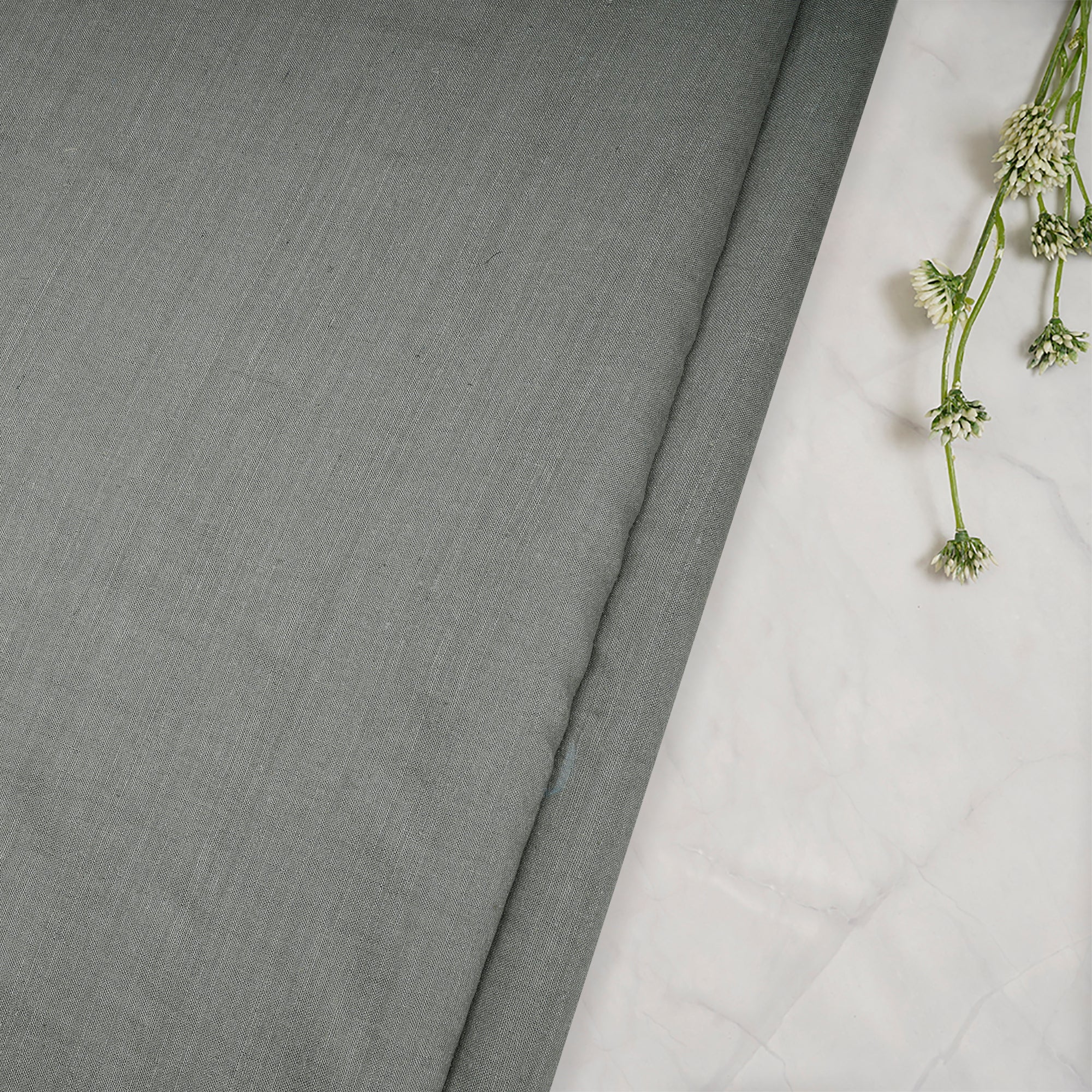 (Pre-Cut 2.50 Mtr)Grey Piece Dyed Plain Natural Matka Silk Fabric