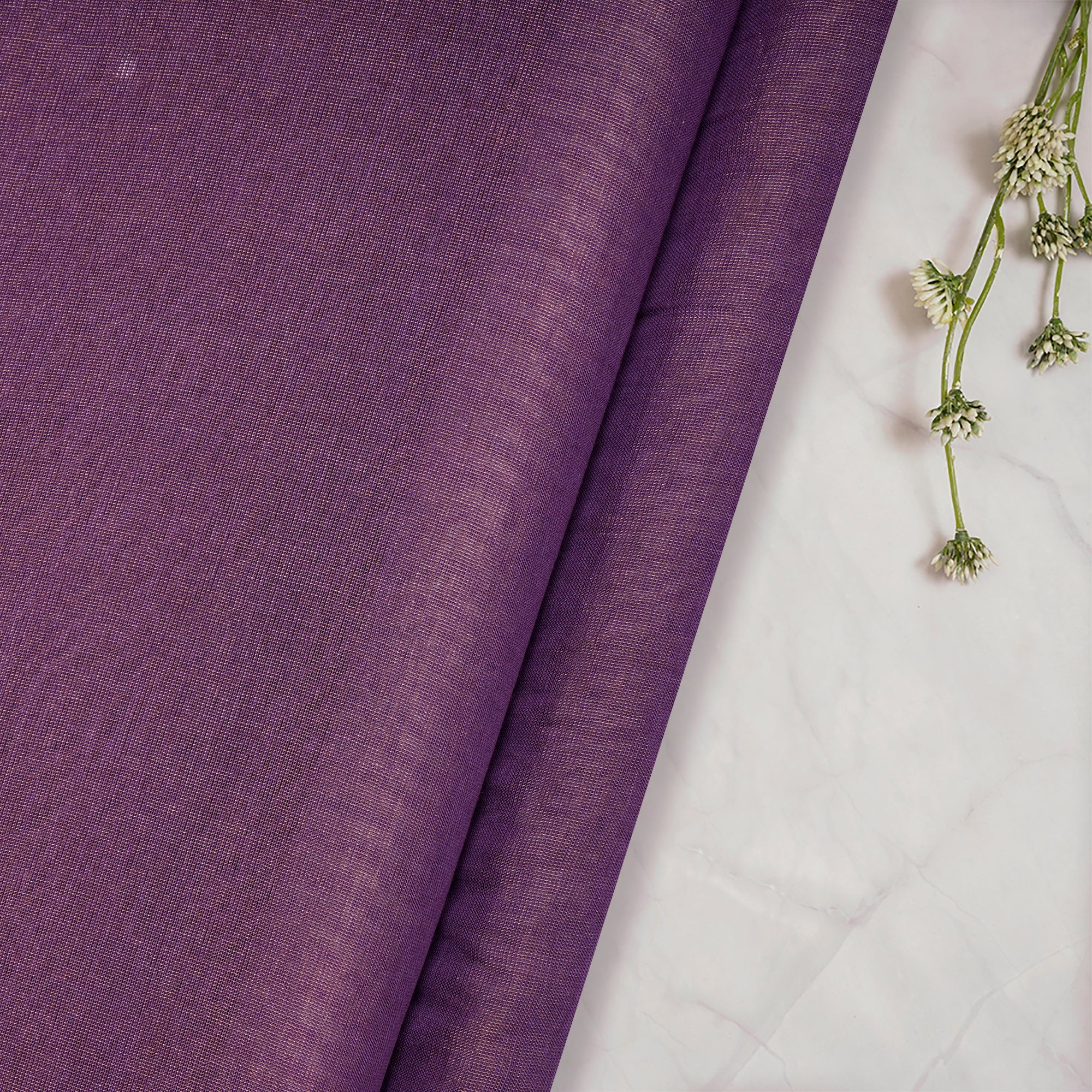 (Pre-Cut 1.90 Mtr)Crushed Grape-Gold Piece Dyed Pure Tissue Chanderi Fabric