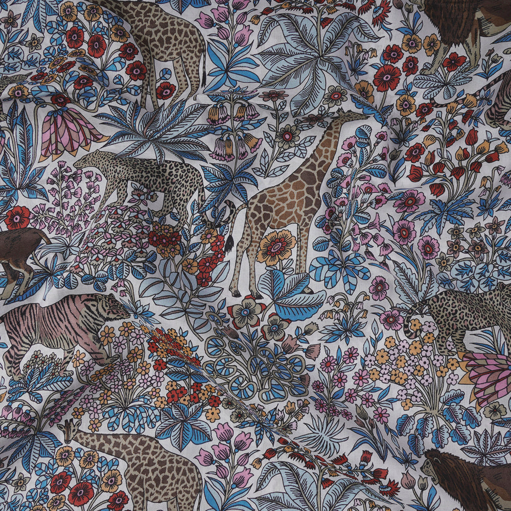 (Pre-Cut 1.00 Mtr)Multi Color Floral Pattern Printed Cotton Cambric Fabric