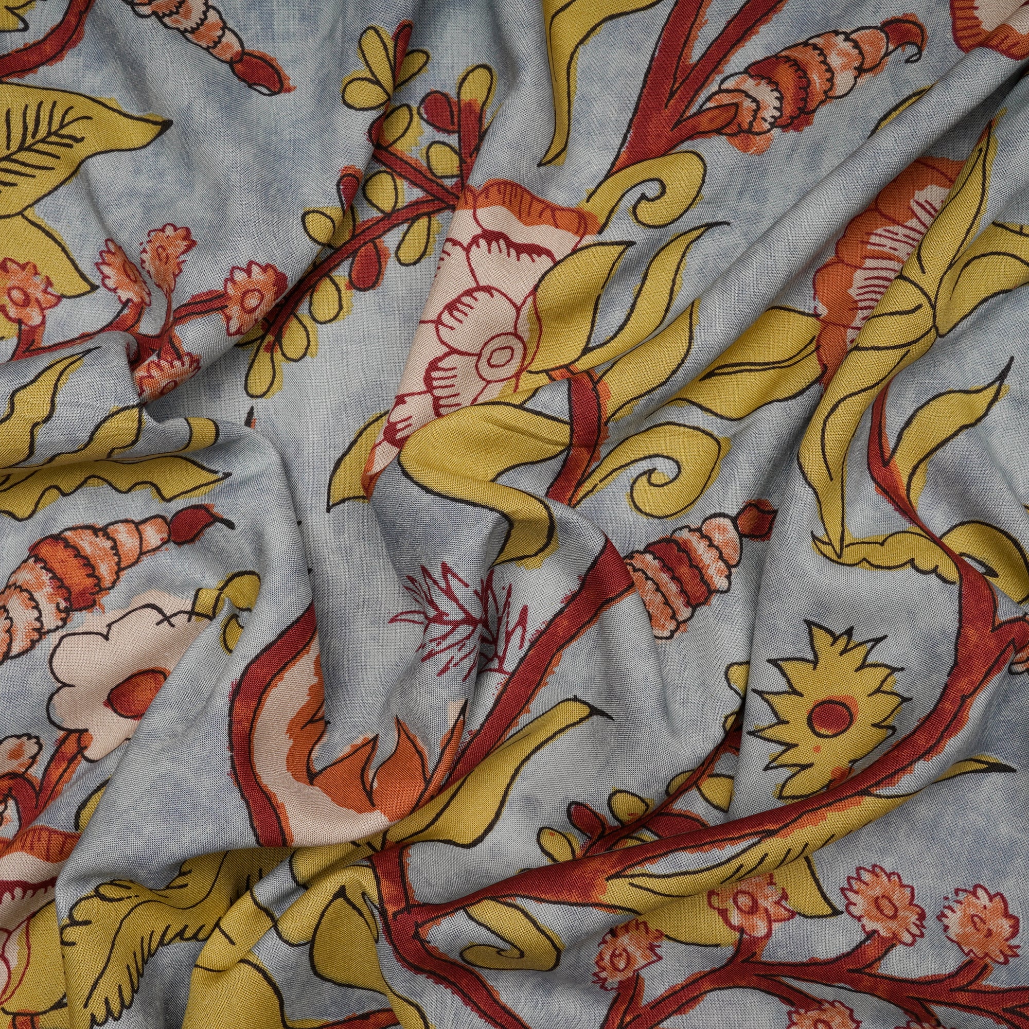 (Pre-Cut 2.20 Mtr)Multi Color Printed Viscose Rayon Fabric