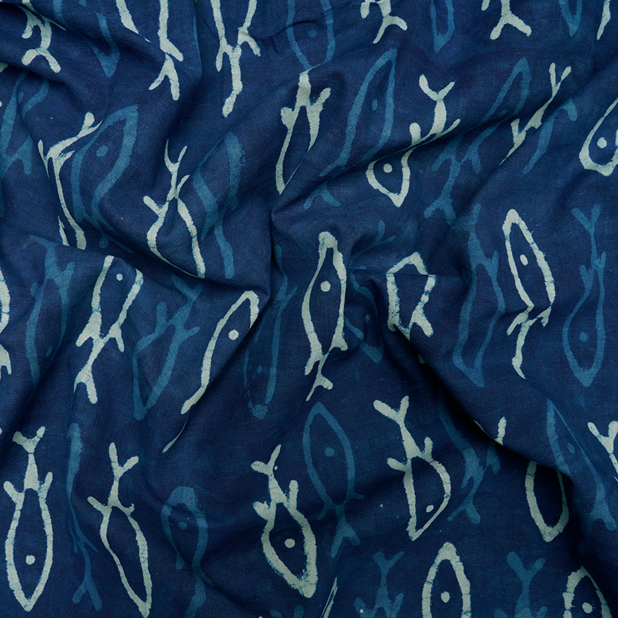 (Pre-Cut 1.40Mtr)Blue Color Hand Block Bagru Natural Dye Indigo Printed Cotton Fabric