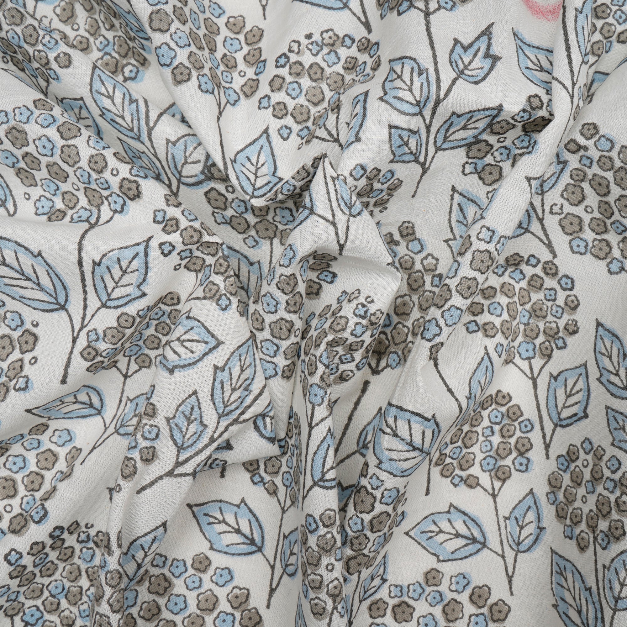 (Pre-Cut 0.70 Mtr)White Color Hand Block Natural Dye Bagru Dabu Printed Cotton Fabric