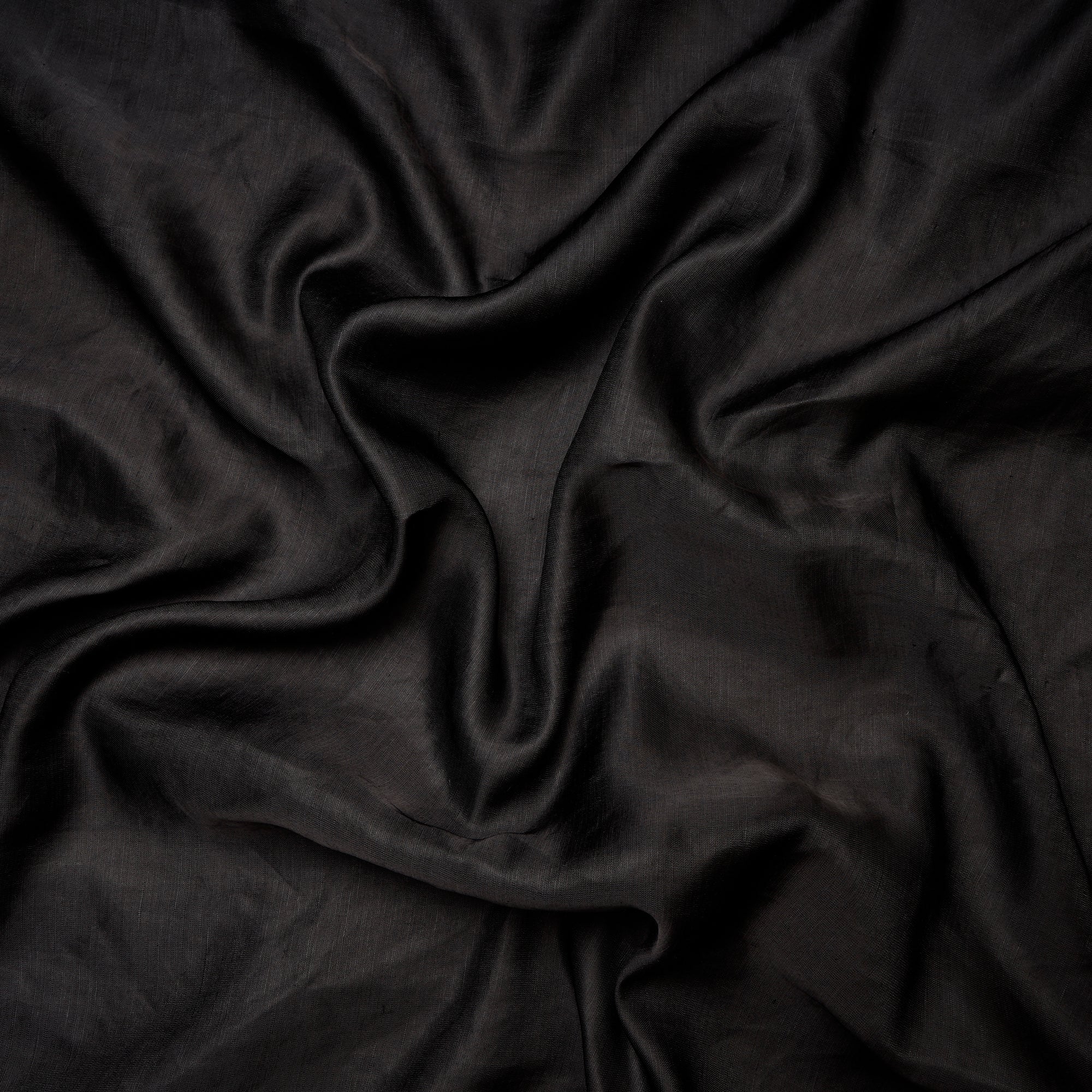 (Pre Cut 0.85 Mtr ) Black Heavy Linen Satin Fabric