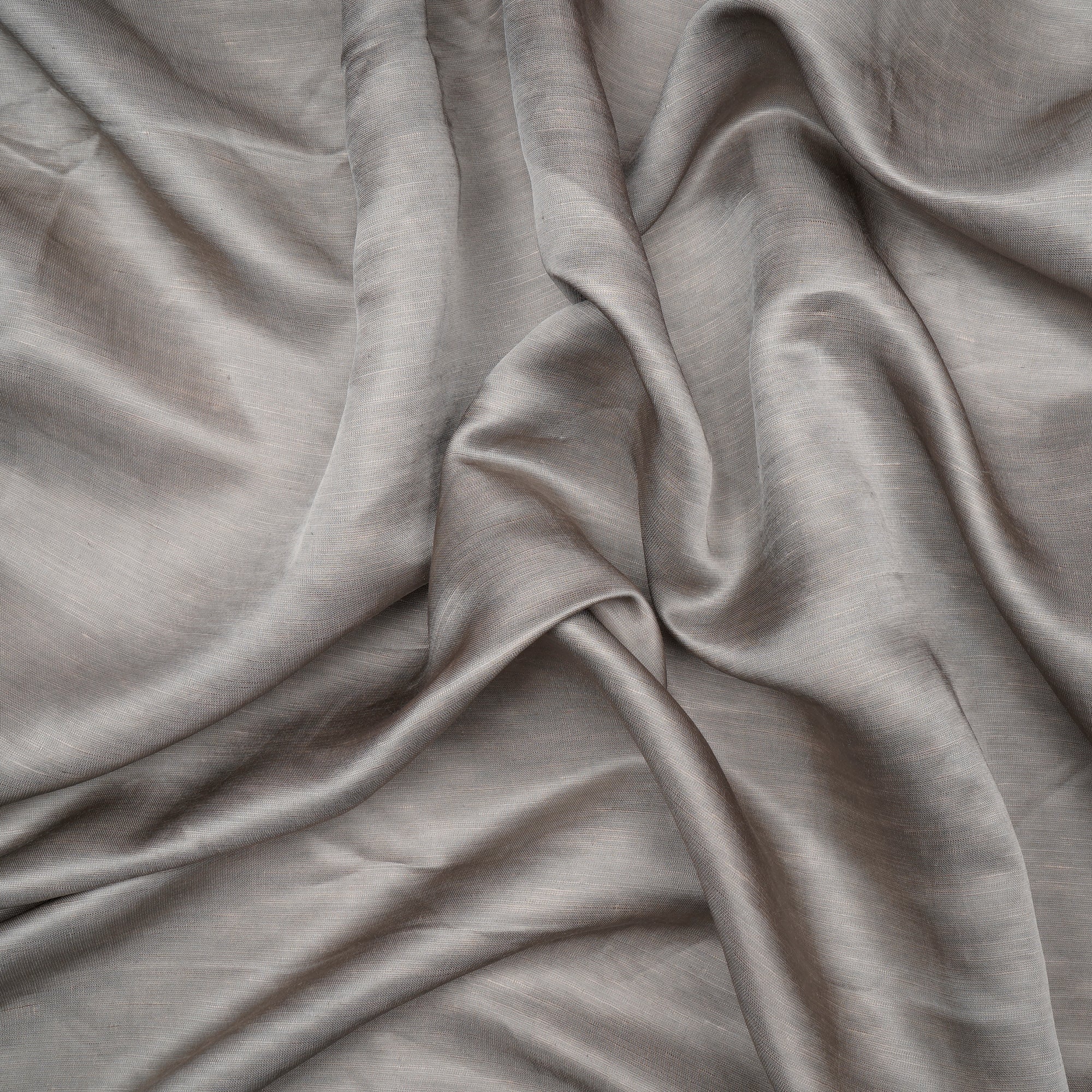 (Pre-Cut 1.25 Mtr)Grey Plain Viscose Linen Satin Fabric