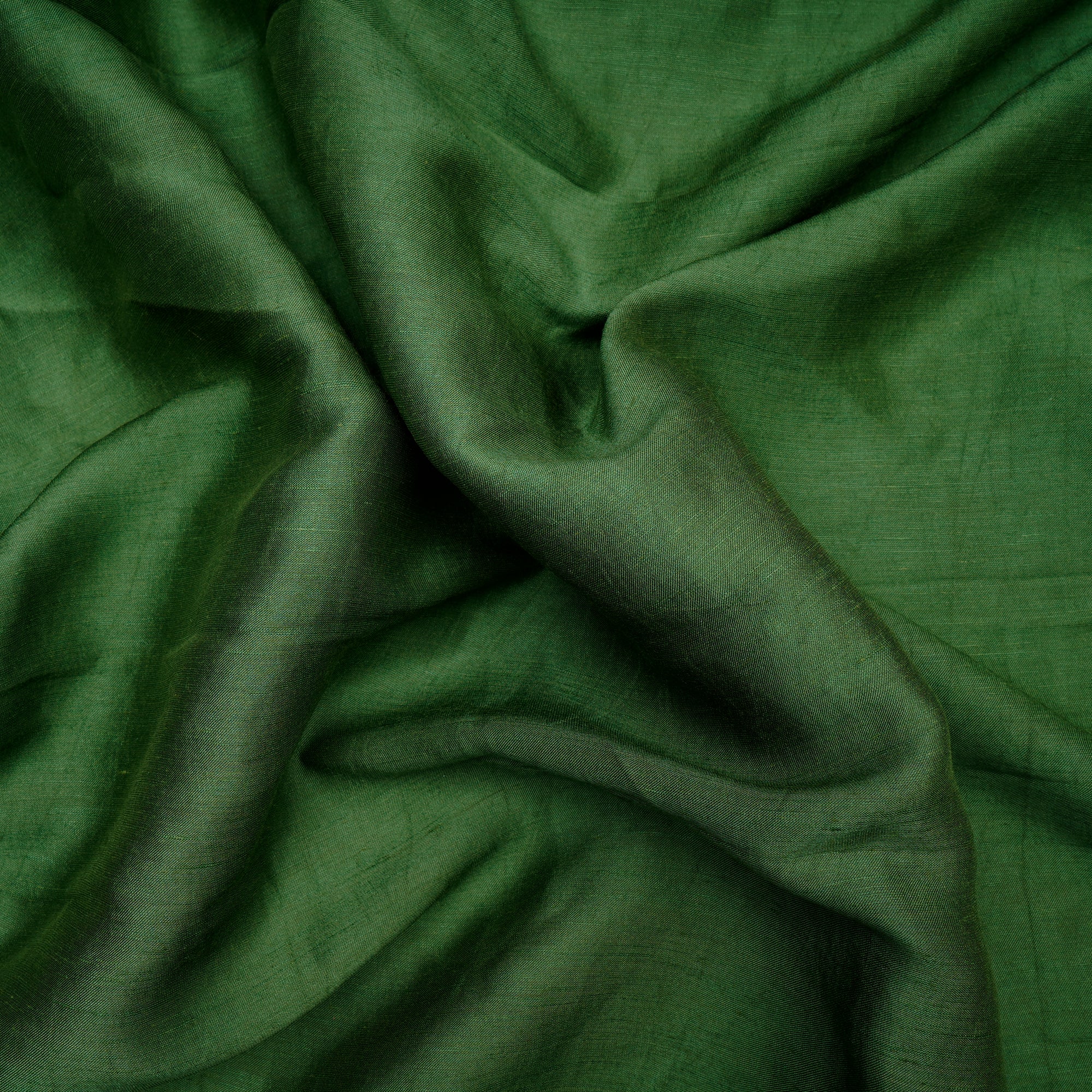 (Pre-Cut 1.55 Mtr)Dark Green Heavy Linen Satin Fabric