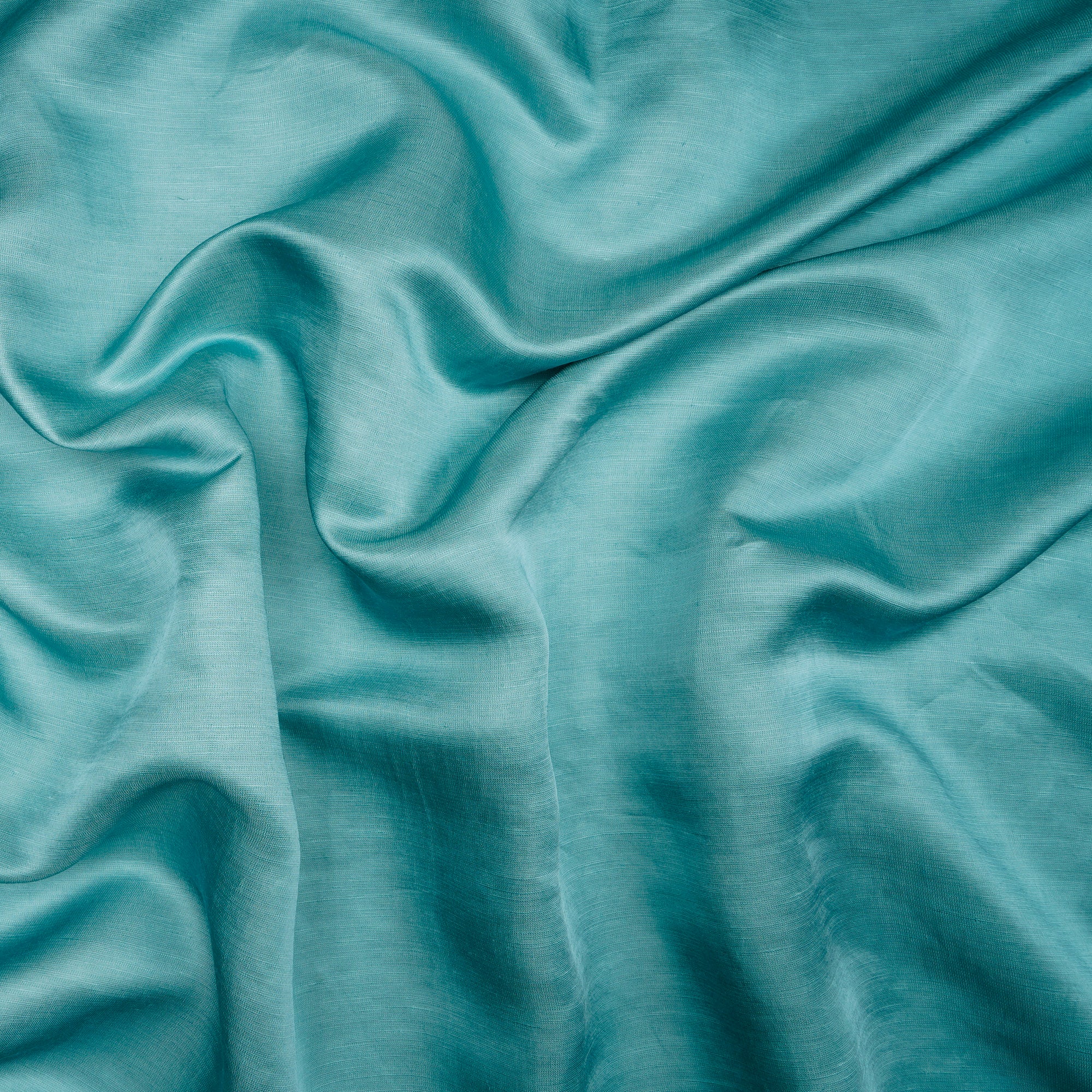 (Pre-Cut 2.40 Mtr)Canal Blue Piece Dyed Heavy Plain Viscose Linen Satin Fabric
