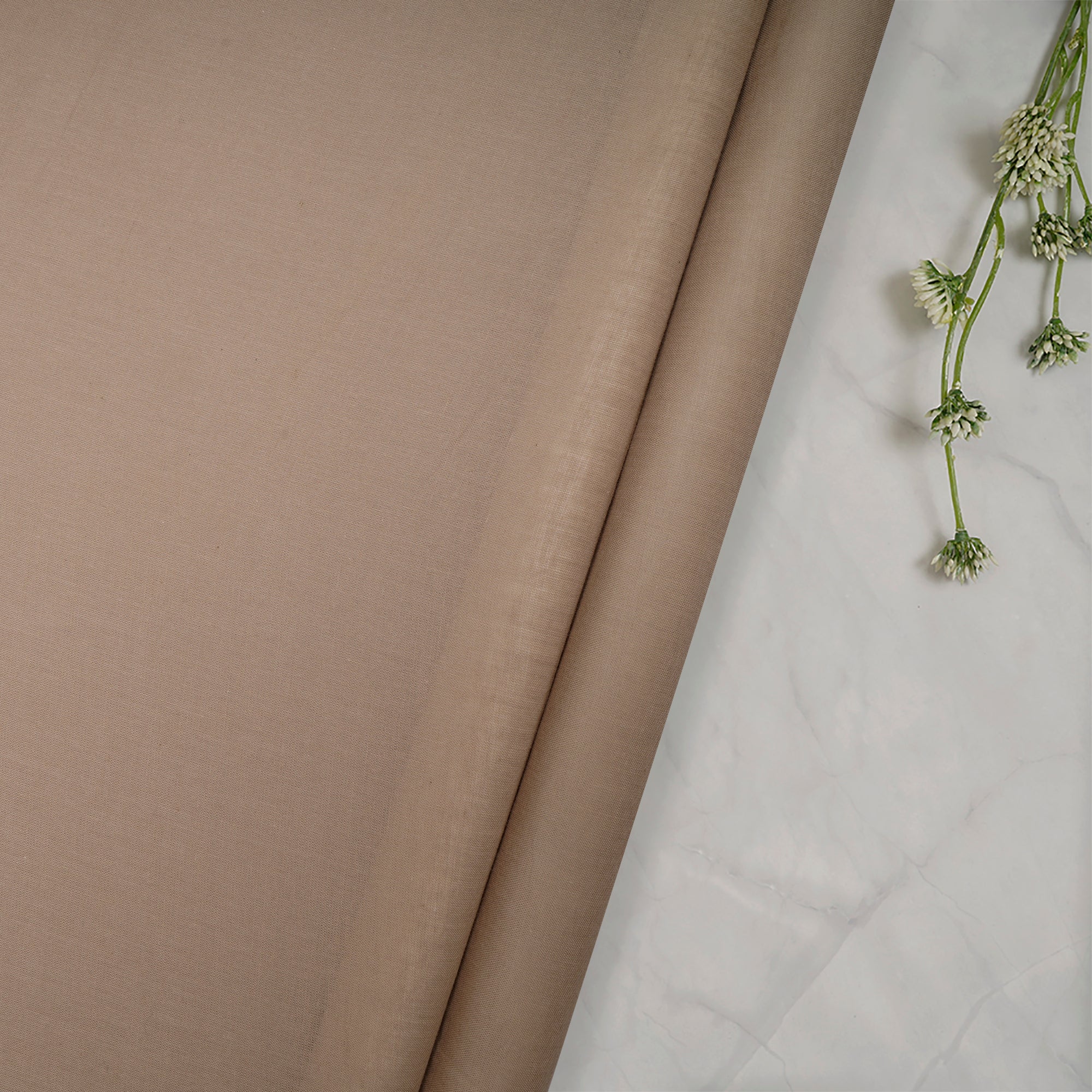 (Pre Cut 1 Mtr )Warm Grey Plain Cotton Voile Fabric