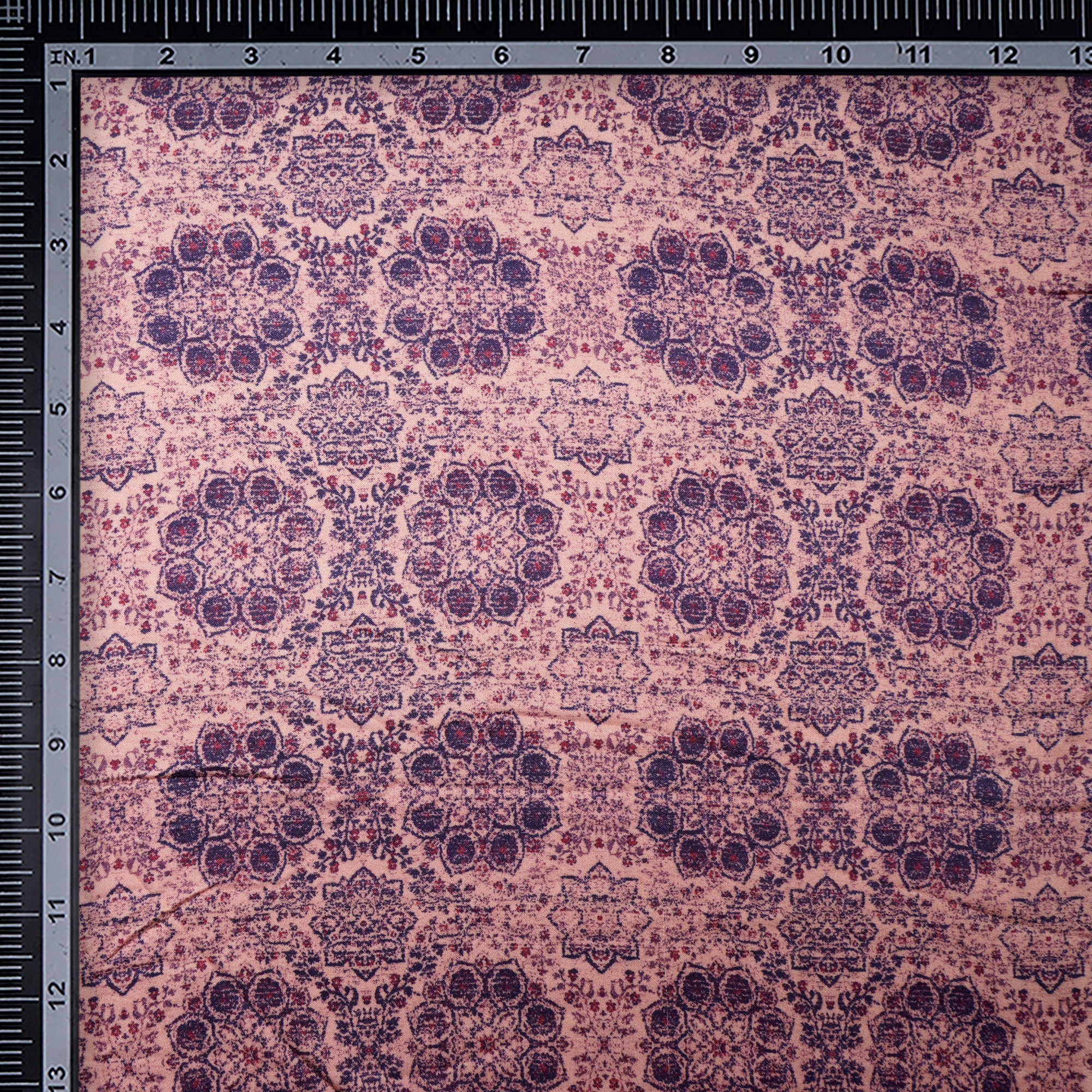 (Pre Cut 0.70 Mtr )Pink-Purple Floral Pattern Digital Print Viscose Modal Satin Fabric