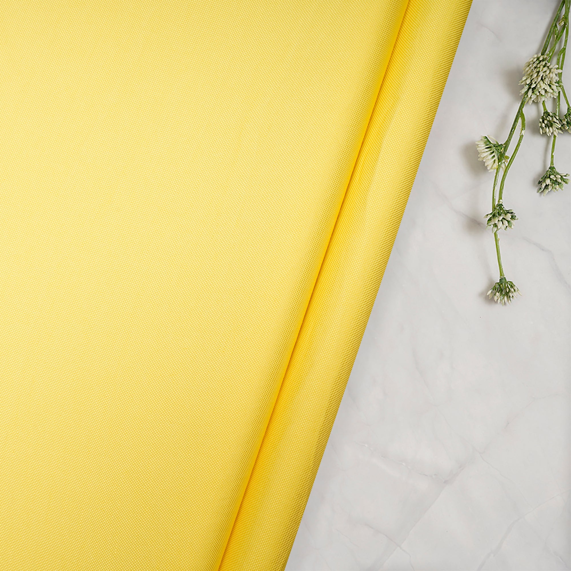 (Pre Cut 1 Mtr )Yellow Color Viscose Linen Fabric