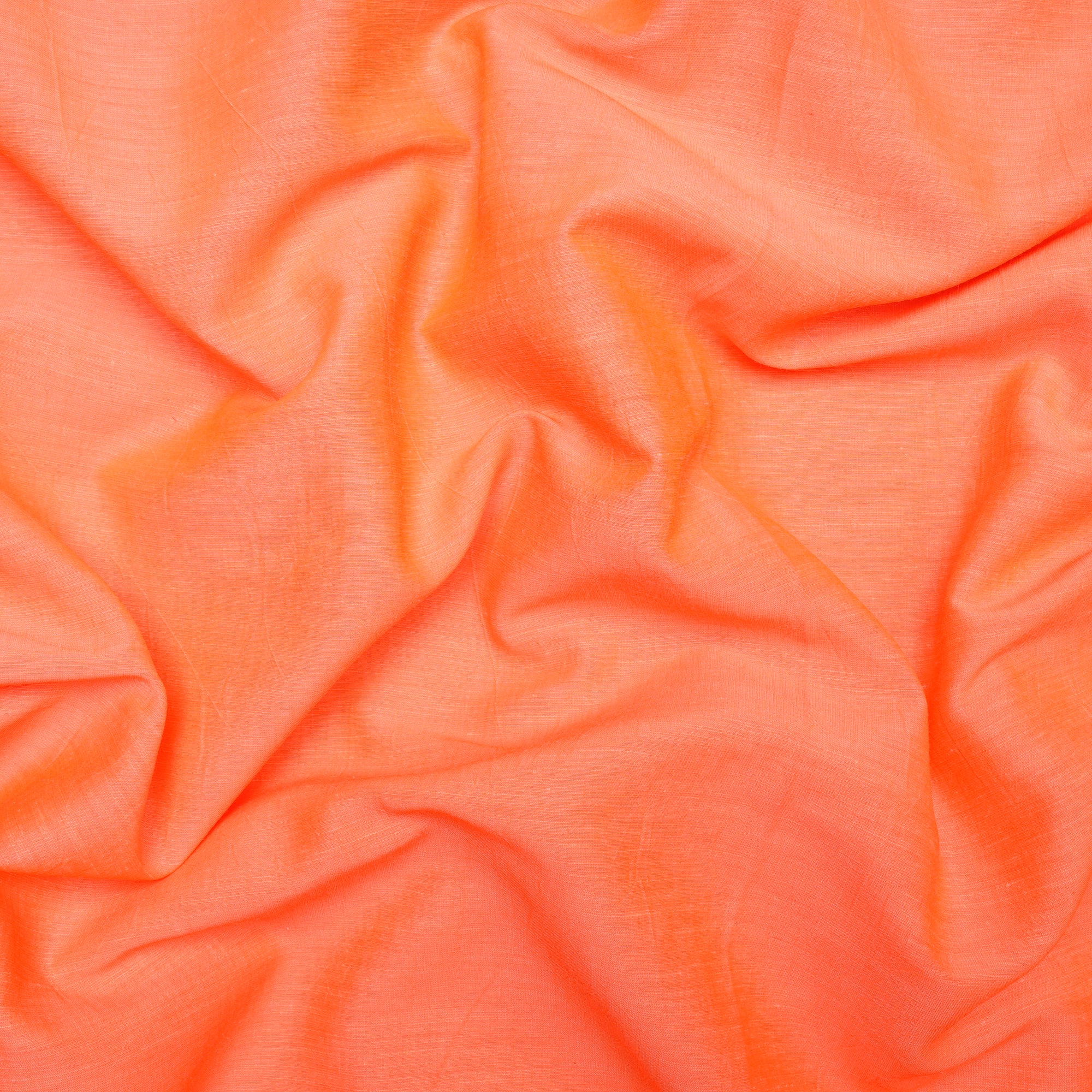 (Pre-Cut 1.00 Mtr)Orange Color Rami Satin Fabric