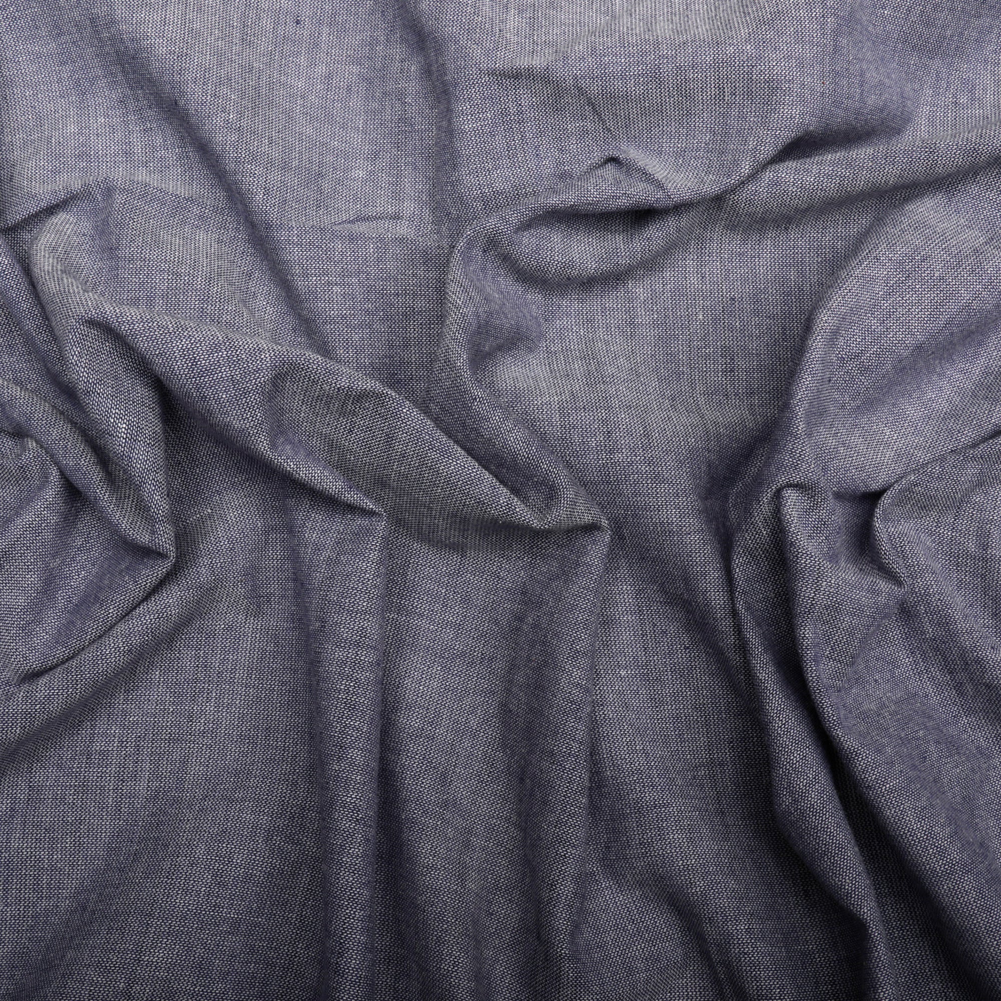 (Pre-Cut 1.00 Mtr)Grey Plain Chambray Cotton Fabric