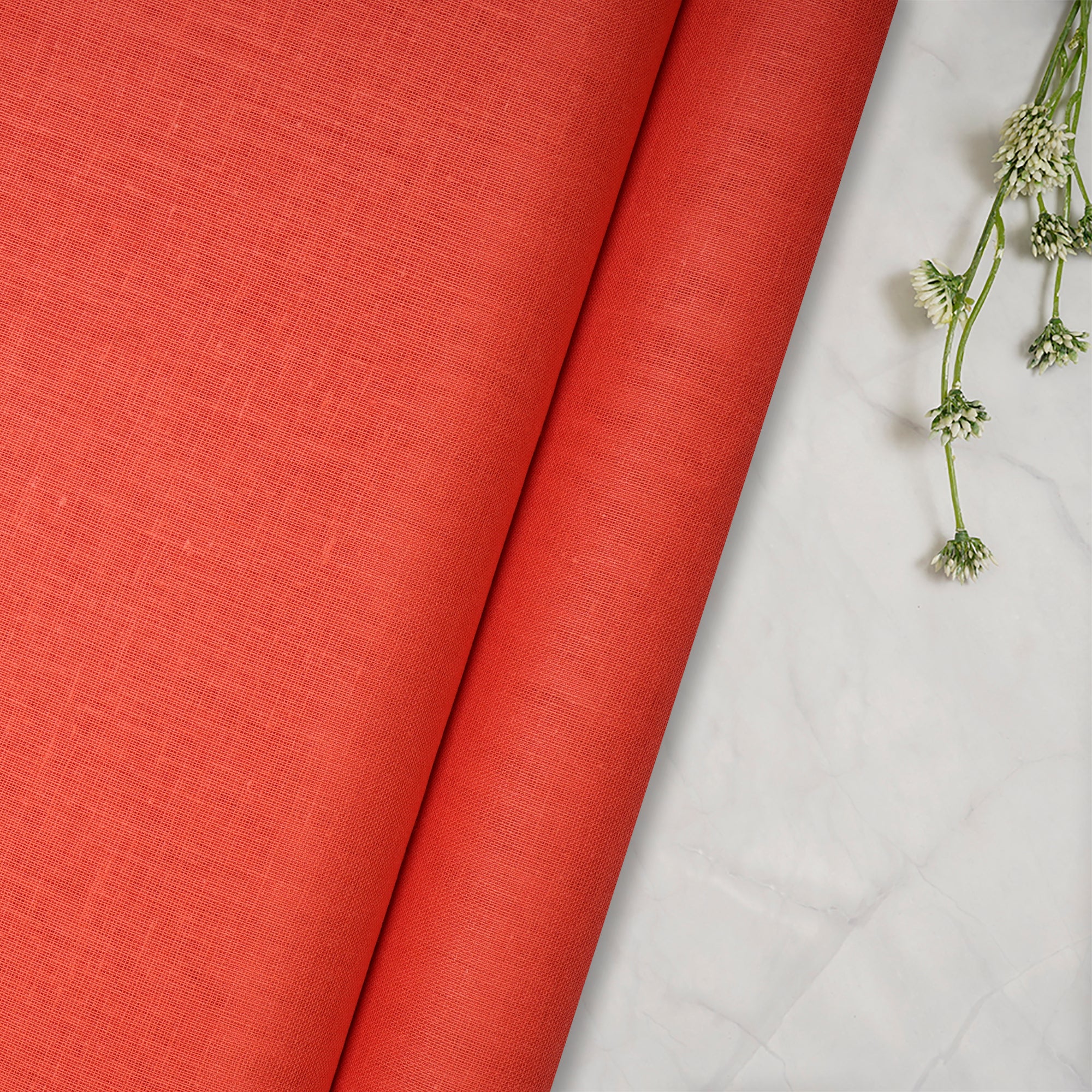 (Pre-Cut 0.60 Mtr)Orange Piece Dyed Plain Cotton Fabric