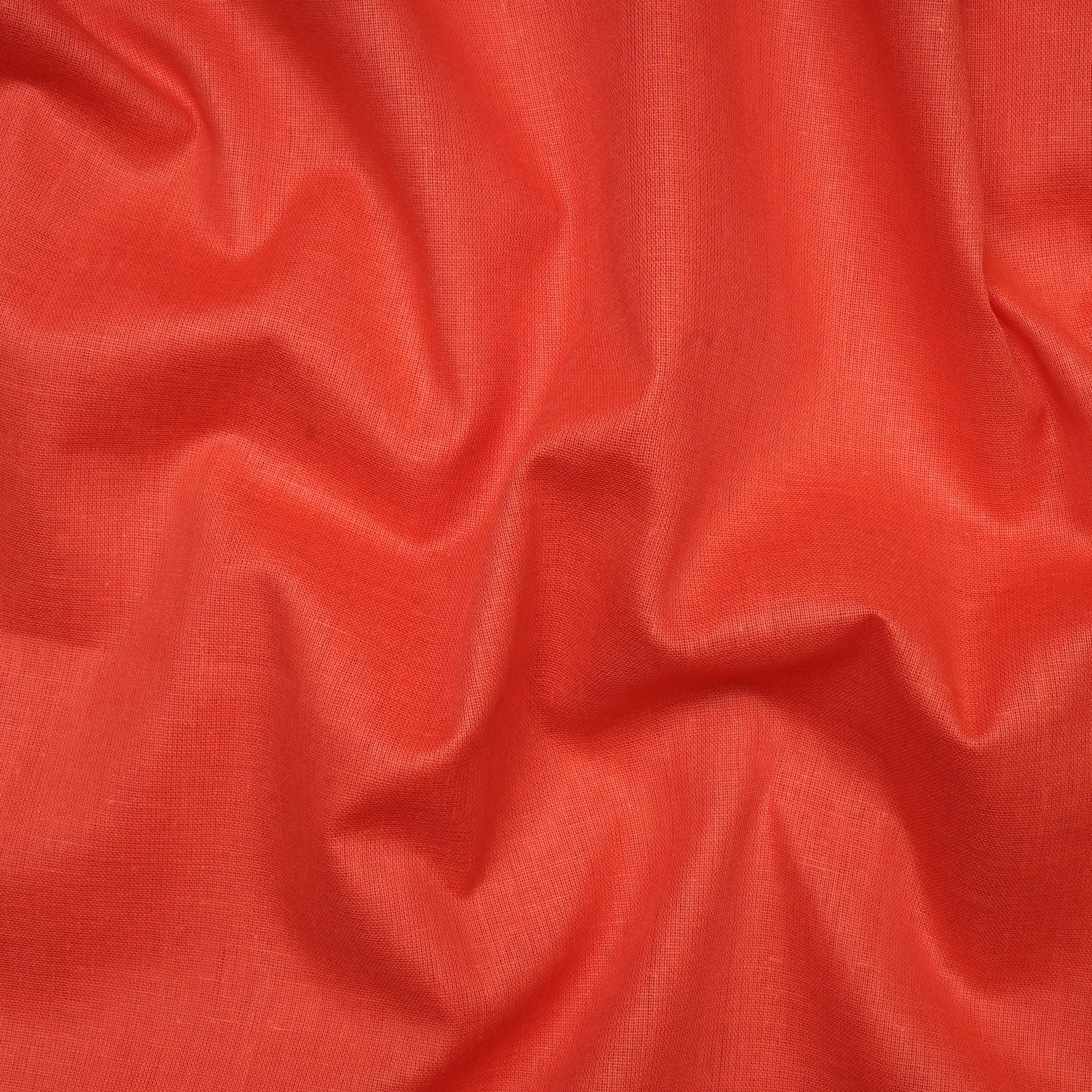 (Pre-Cut 0.60 Mtr)Orange Piece Dyed Plain Cotton Fabric