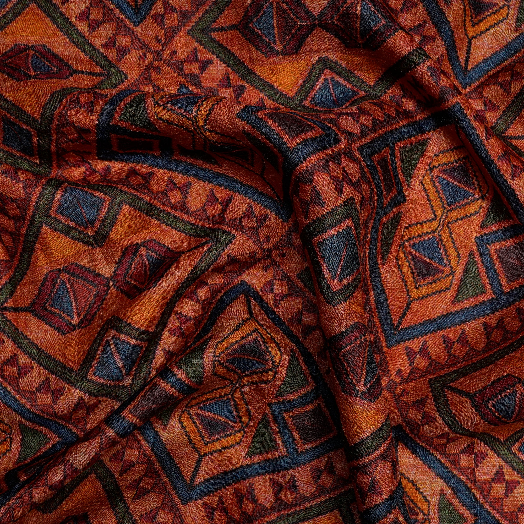 (Pre Cut 1 Mtr ) Multi Color Digital Printed Spun Tissue Silk Fabric