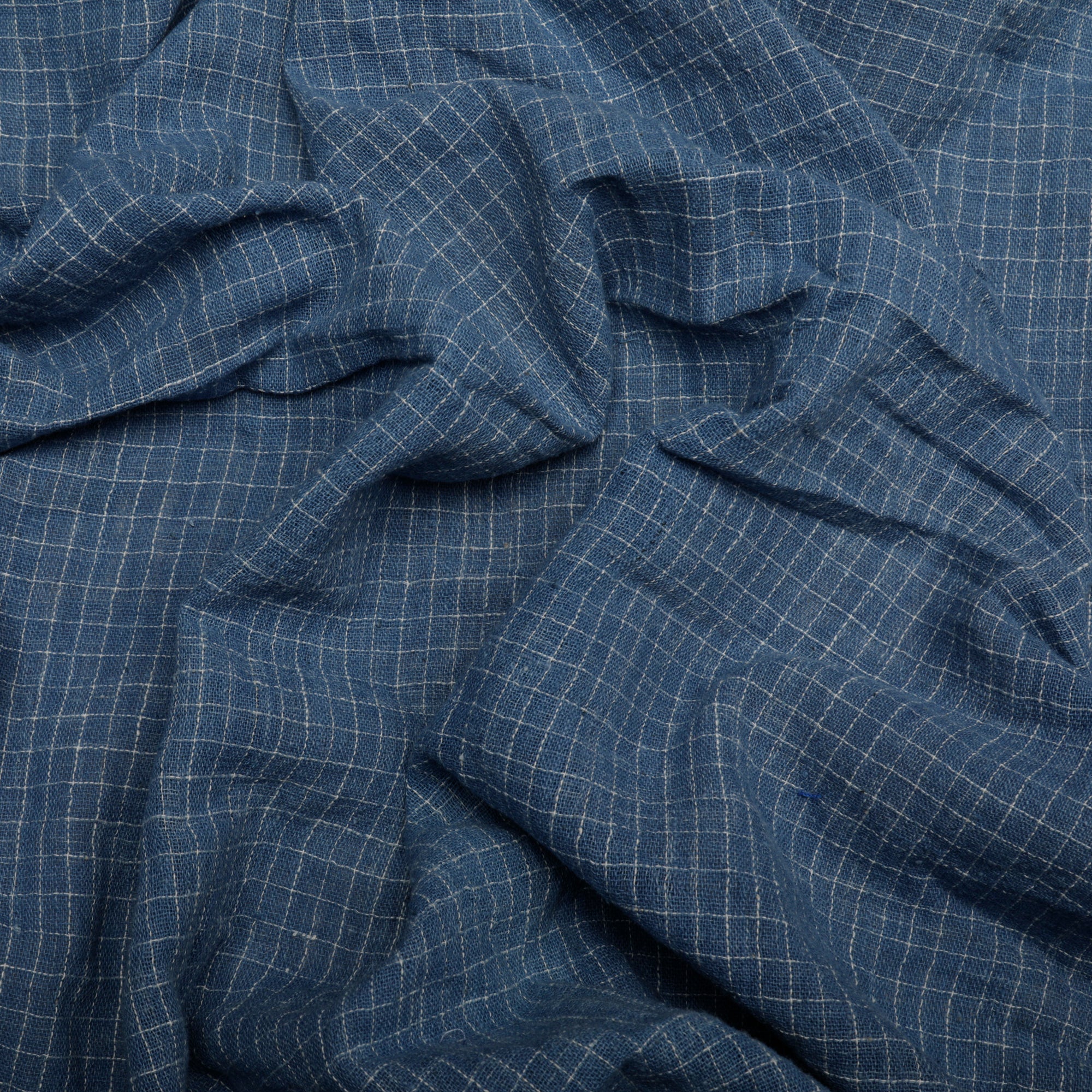 (Pre-Cut 1.35 Mtr)Dark Blue Handwoven Handspun Kala Cotton Fabric