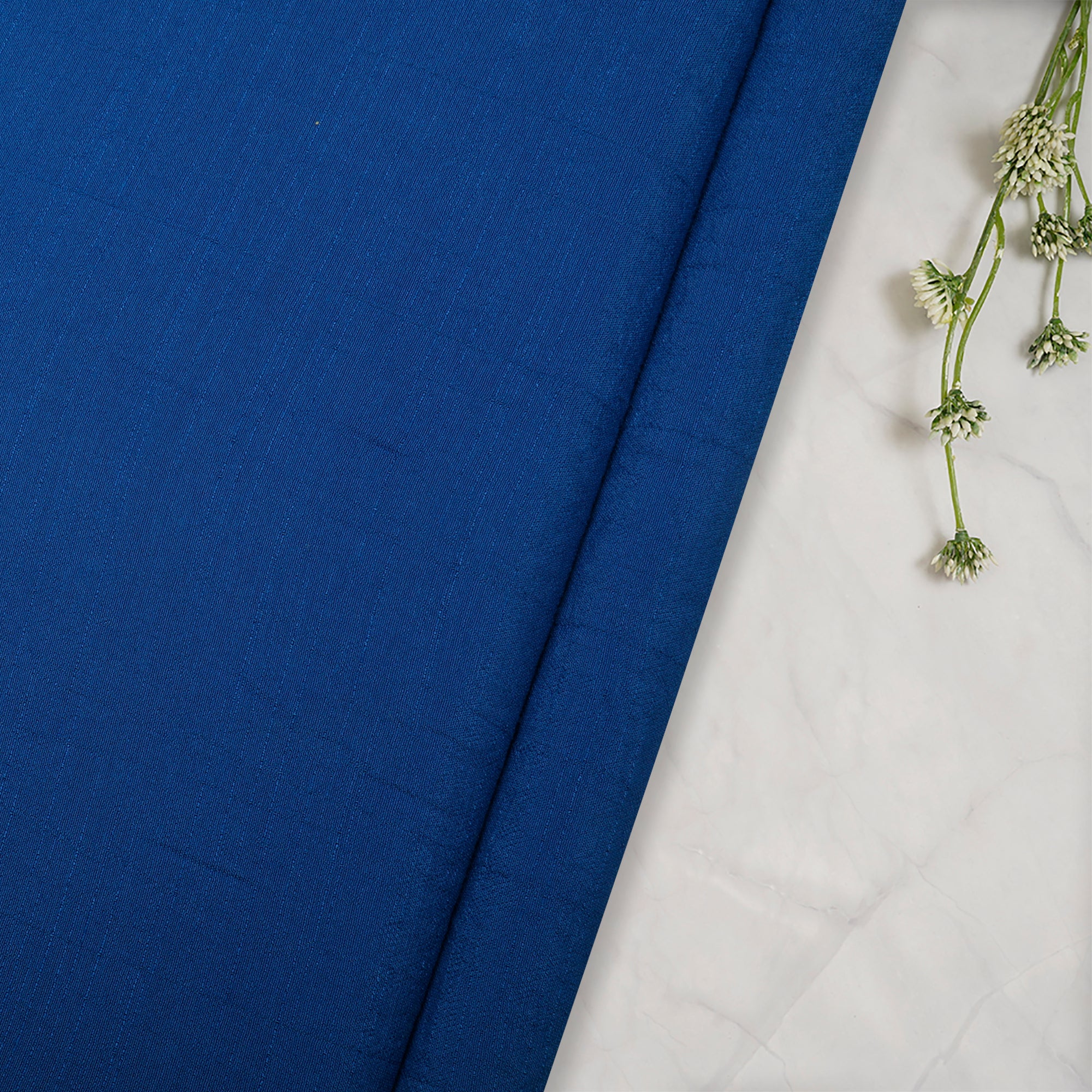 (Pre-Cut 1.40 Mtr)Blue Yarn Dyed Linen Crepe Fabric