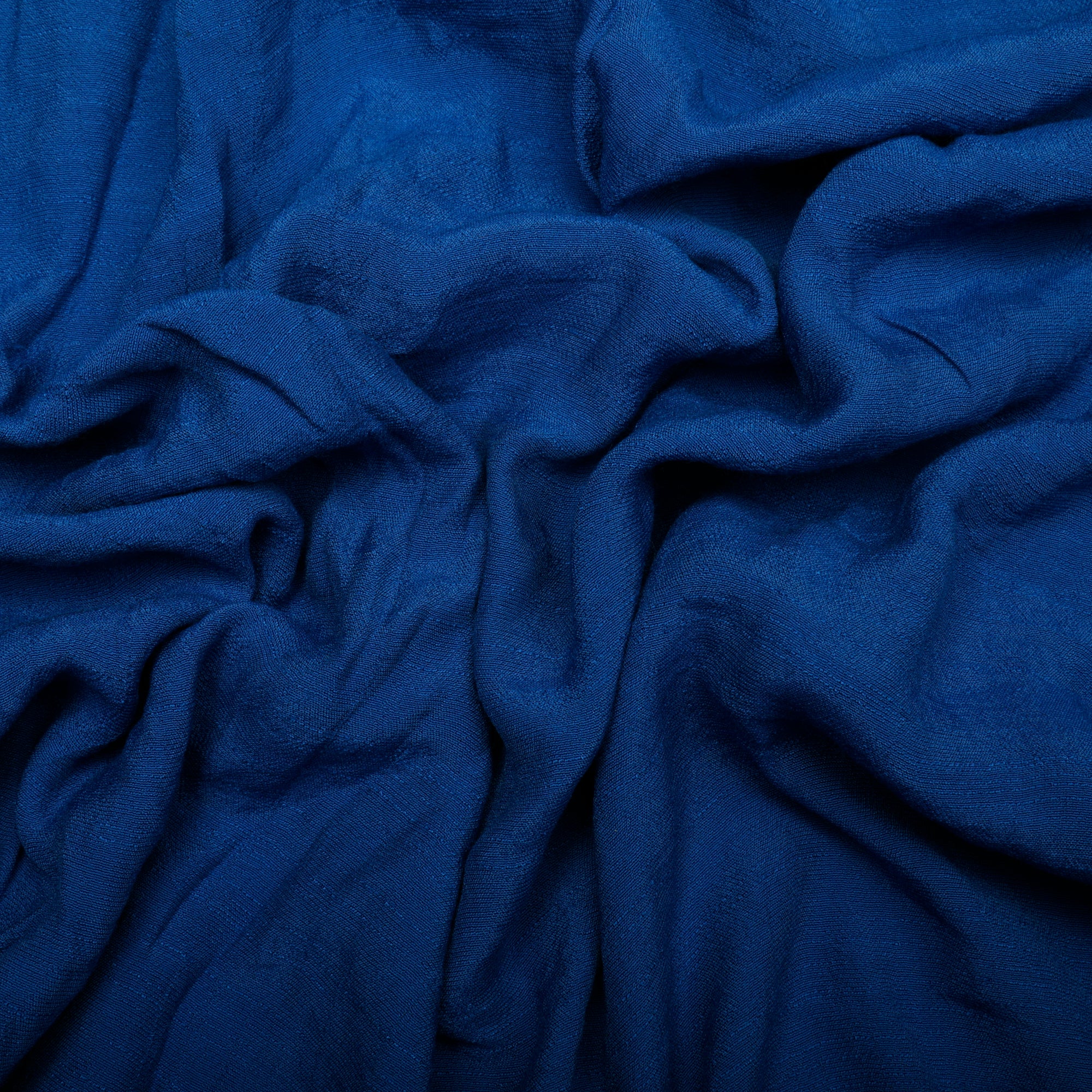 (Pre-Cut 1.40 Mtr)Blue Yarn Dyed Linen Crepe Fabric