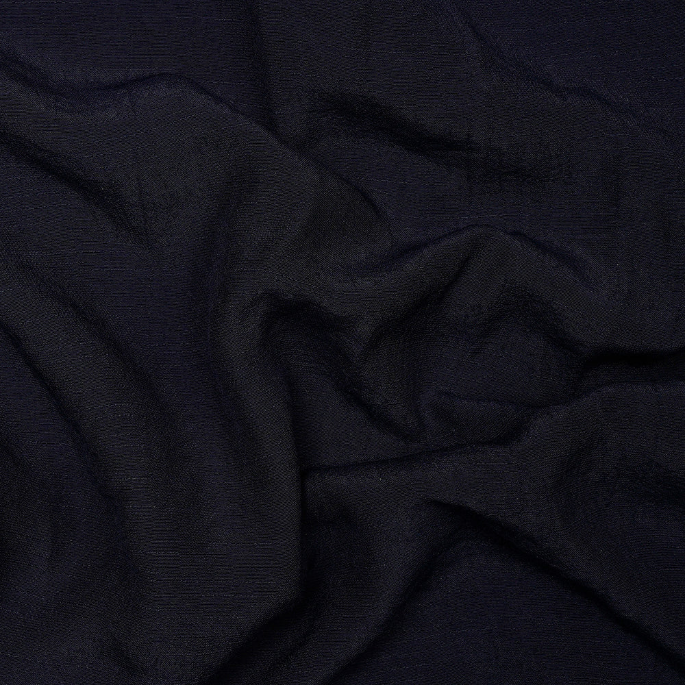 (Pre-Cut 1.50 Mtr)Dark Navy Color Yarn Dyed Linen Crepe Fabric