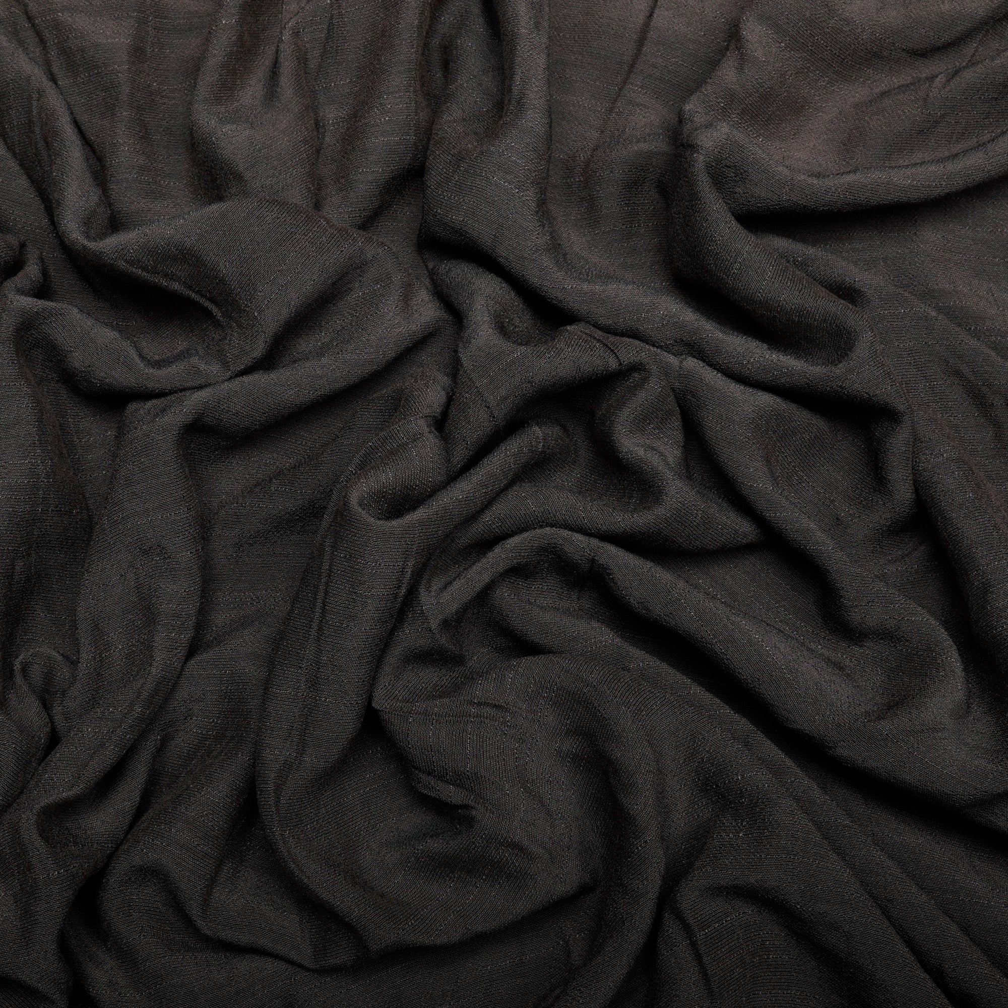 (Pre-Cut 2.00 Mtr)Dark Grey Color Yarn Dyed Linen Crepe Fabric