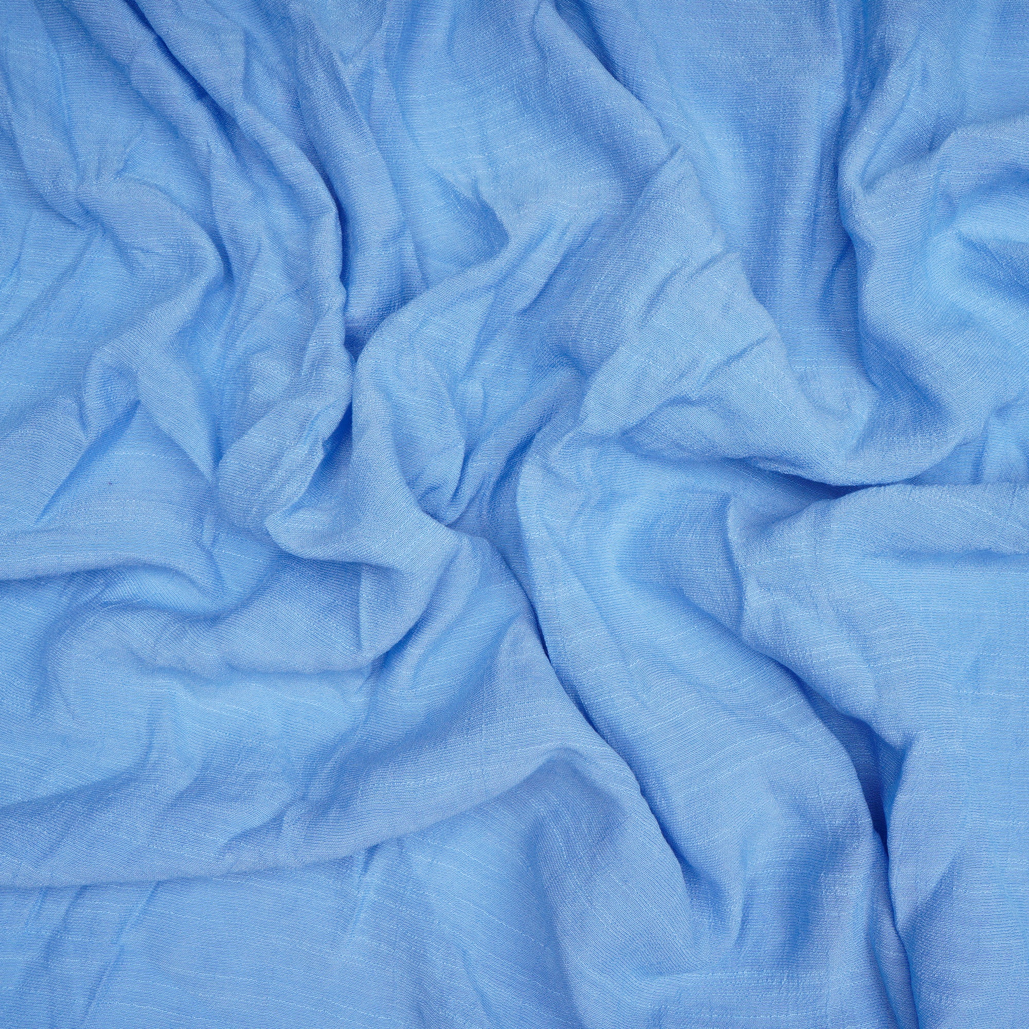 (Pre-Cut 2.00 Mtr)Parakeet Blue Color Yarn Dyed Linen Crepe Fabric