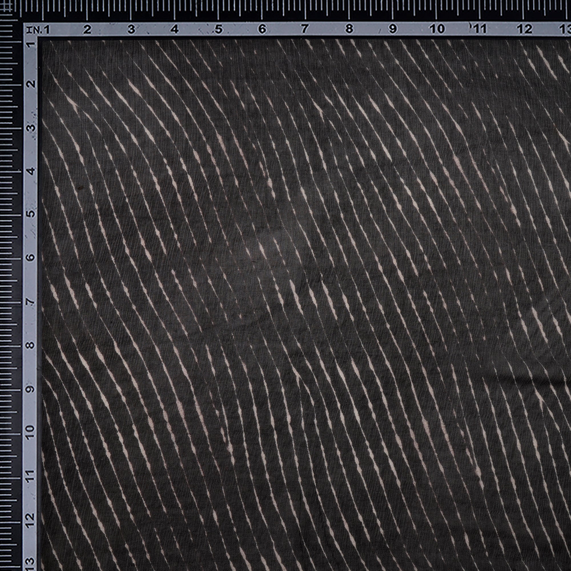 (Pre-Cut 1.50 Mtr)Black Laheriya Pattern Digital Print Chiffon silk