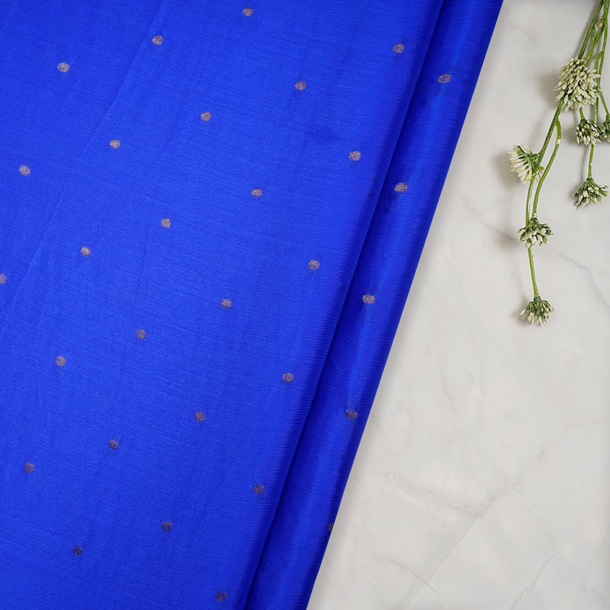 (Pre-Cut 2.30 Mtr)Blue Chiffon Jacquard Fabric