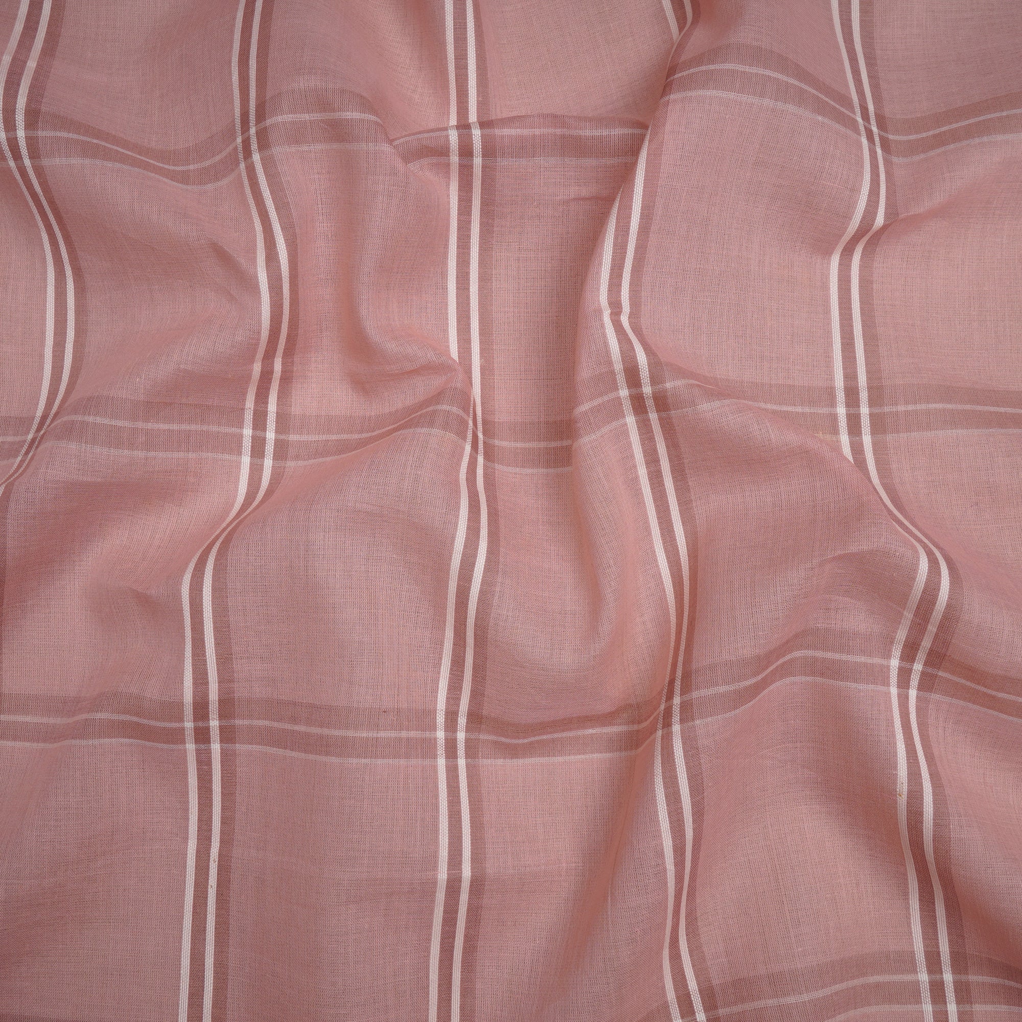 (Pre-Cut 0.50 Mr)Pink-White Check Pattern Pure Cotton Fabric
