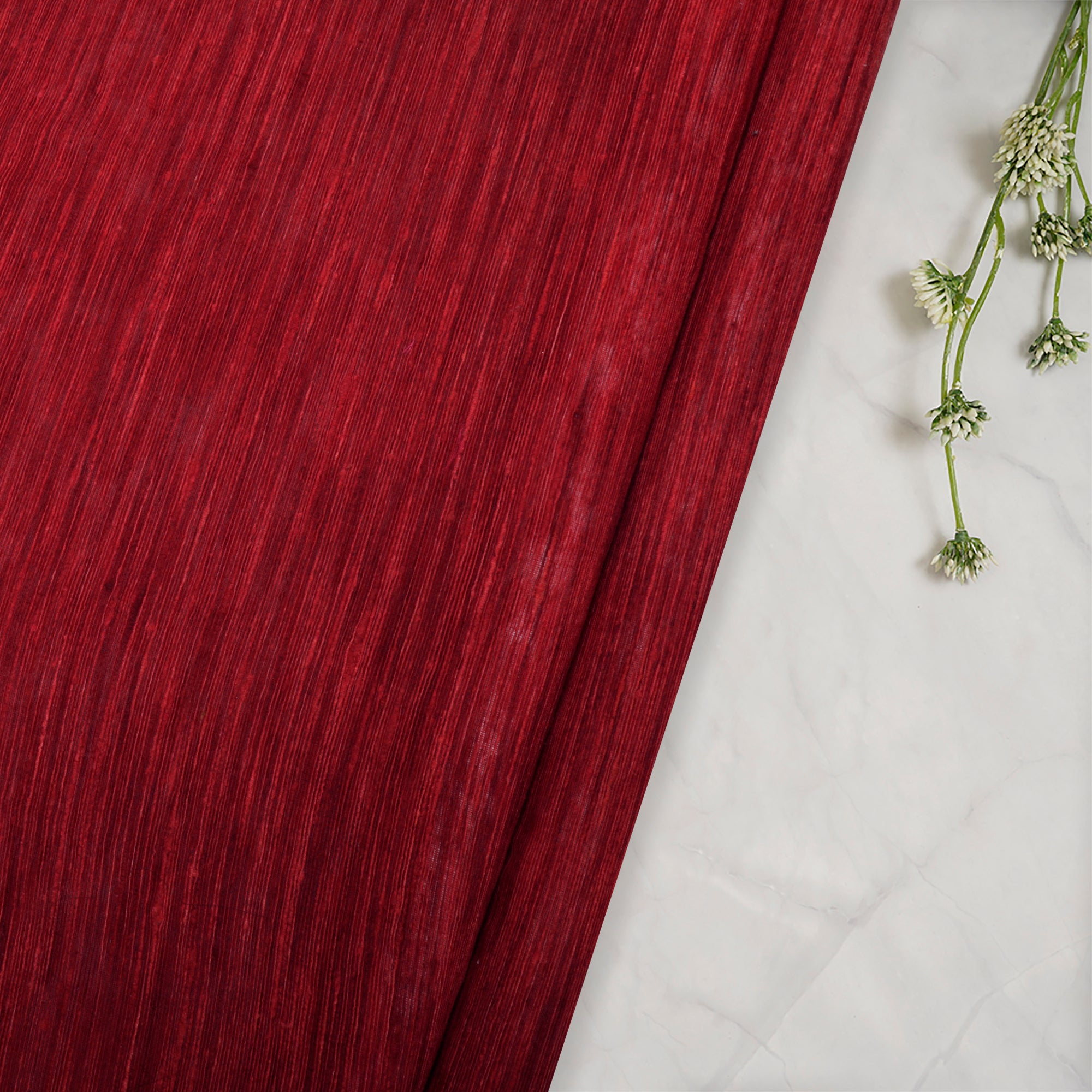(Pre-Cut 2.00 Mtr)Red Ghicha Silk Fabric