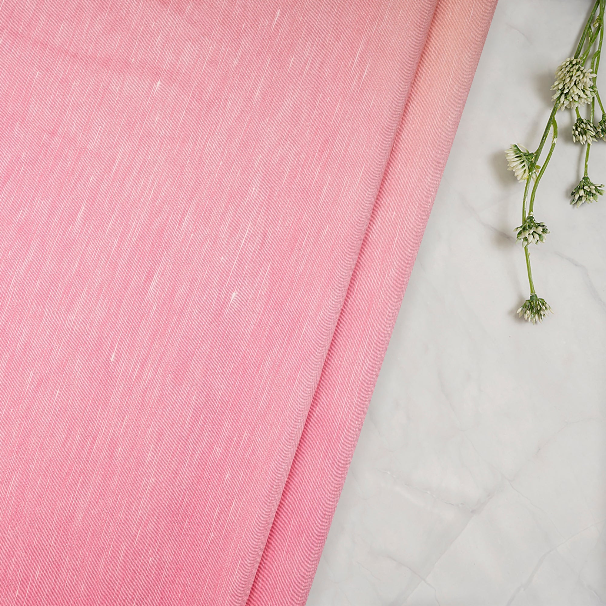 (Pre-Cut 4.85 Mtr)Light Pink-Peach Puff Color Ombre Dyed Cotton Silk Fabric