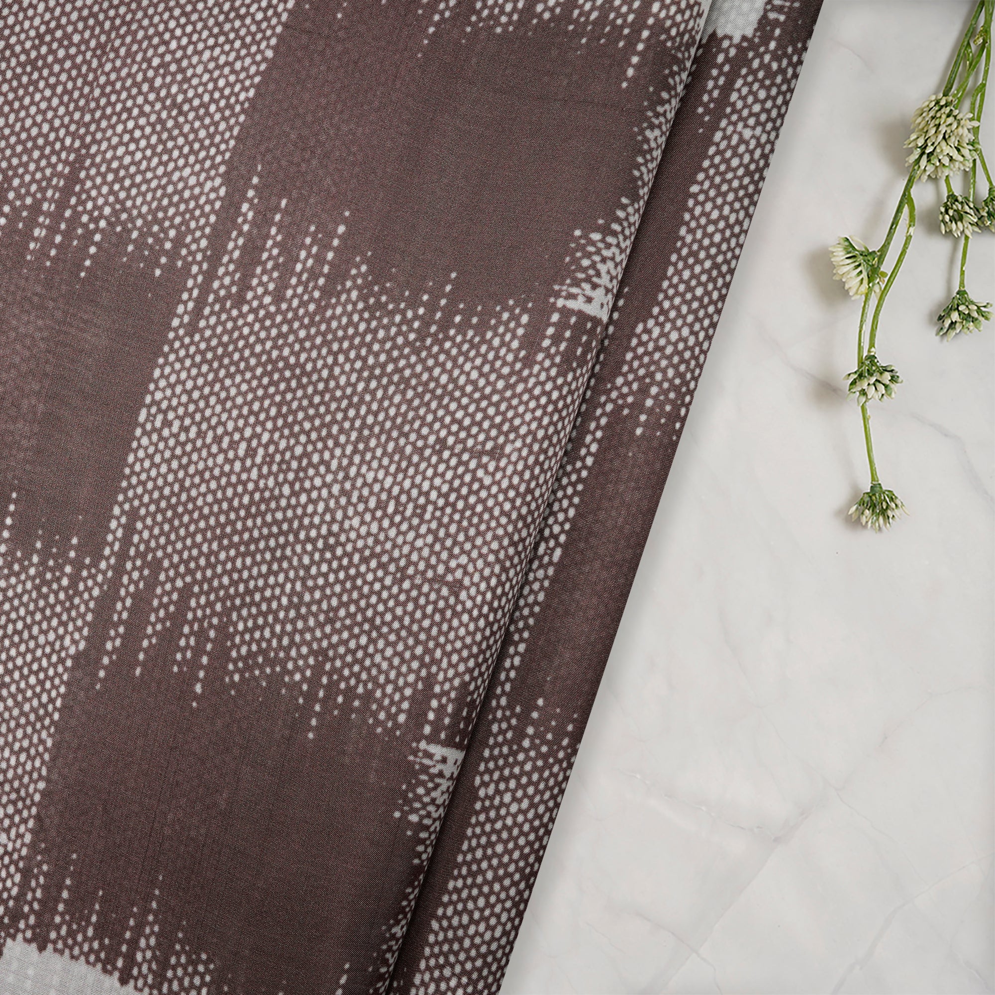 (Pre-Cut 3.70 Mtr)Pine Bark All over Pattern Digital Print Silk Fabric
