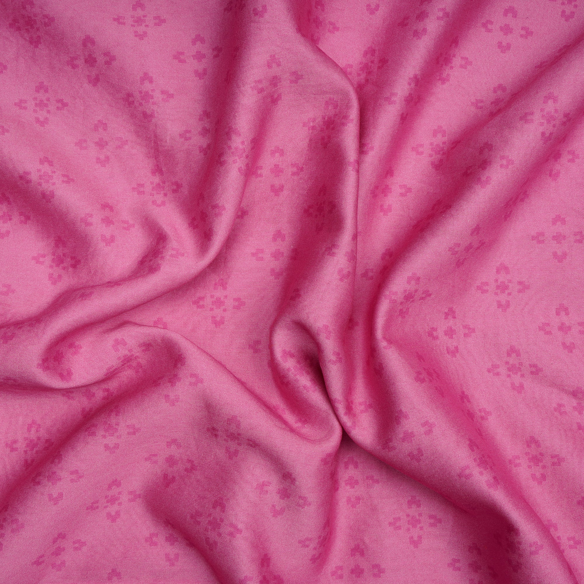 (Pre-Cut 3.60 Mtr)Pink Color Booti Pattern Digital Printed Pure Chanderi Fabric