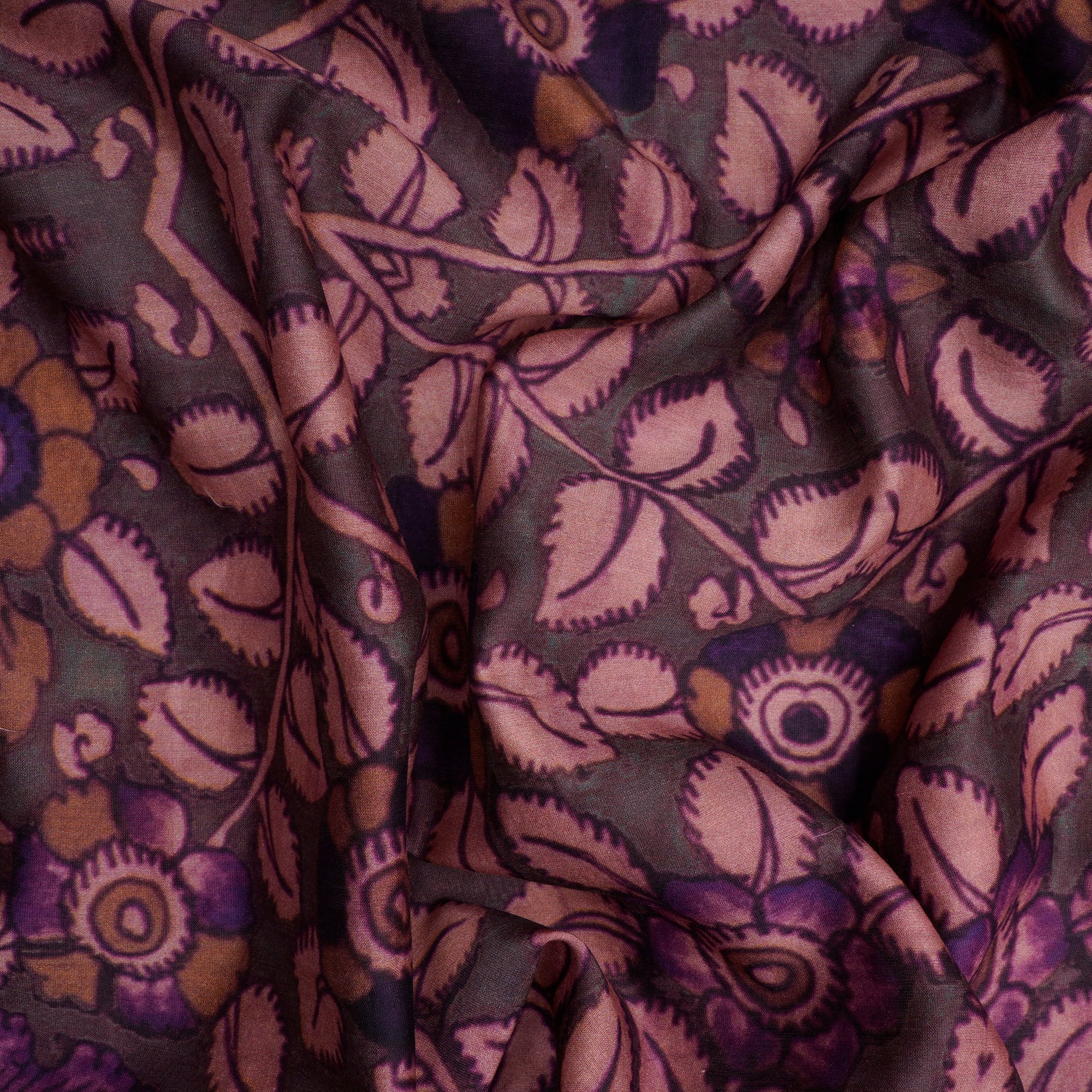 (Pre-Cut 1.90 Mtr)Multi Color Floral Pattern Digital Print Chanderi Fabric