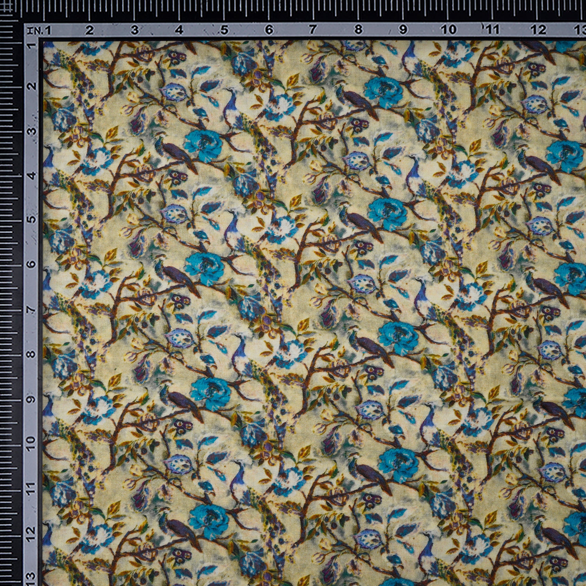 (Pre-Cut 1.85 Mtr)Multi Color Floral Pattern Digital Print Muslin Cotton Fabric