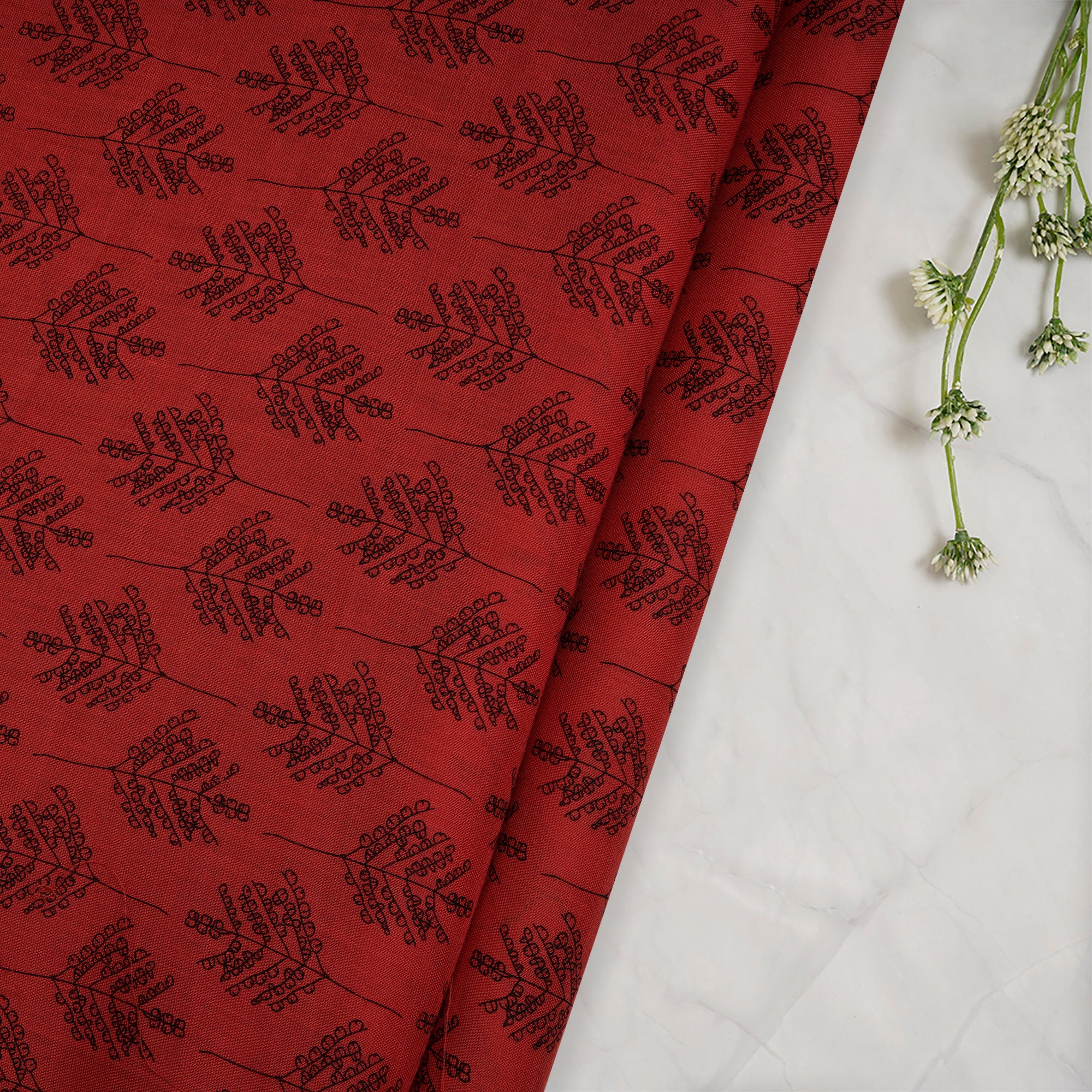 (Pre-Cut 3.10 Mtr) Red All Over Pattern Printed Cheese Cotton Fabric