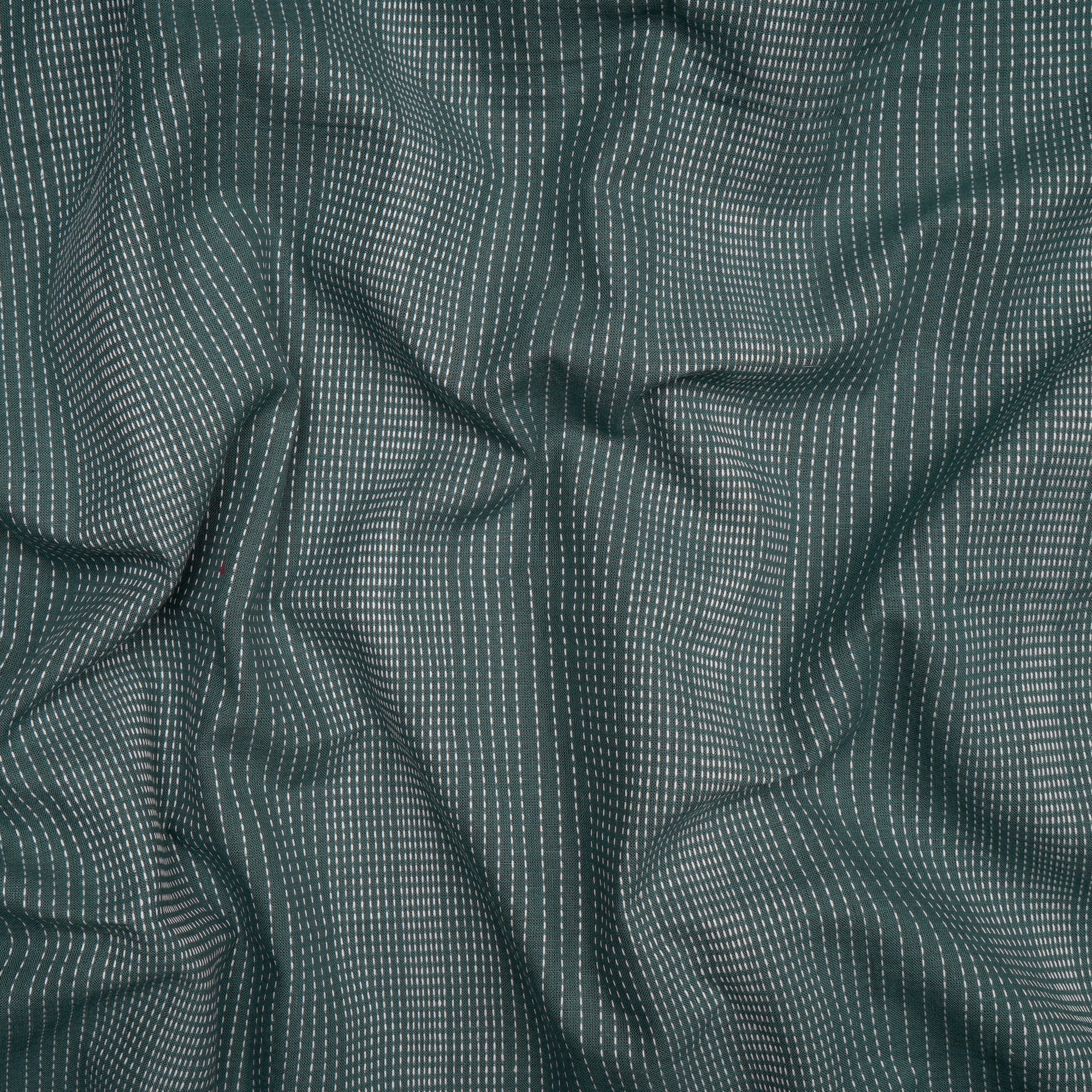 (Pre-Cut 1.00 Mtr)Oil Blue Stripes Pattern Yarn Dyed Cutwork Fancy South Cotton Fabric