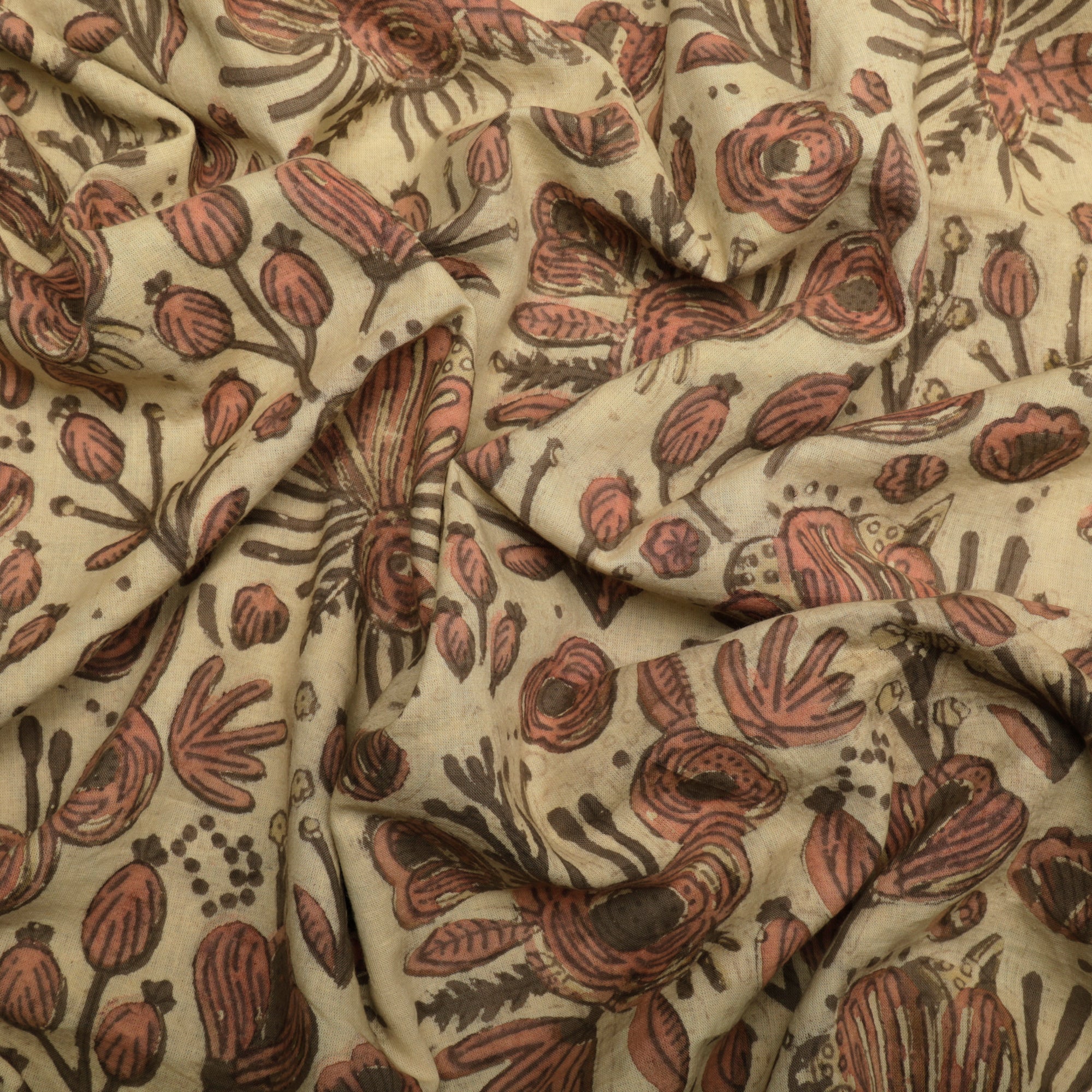 (Pre-Cut 2.00 Mtr)Oceanview Natural Dye Hand Block Ajrak Dabu Printed Cotton Fabric