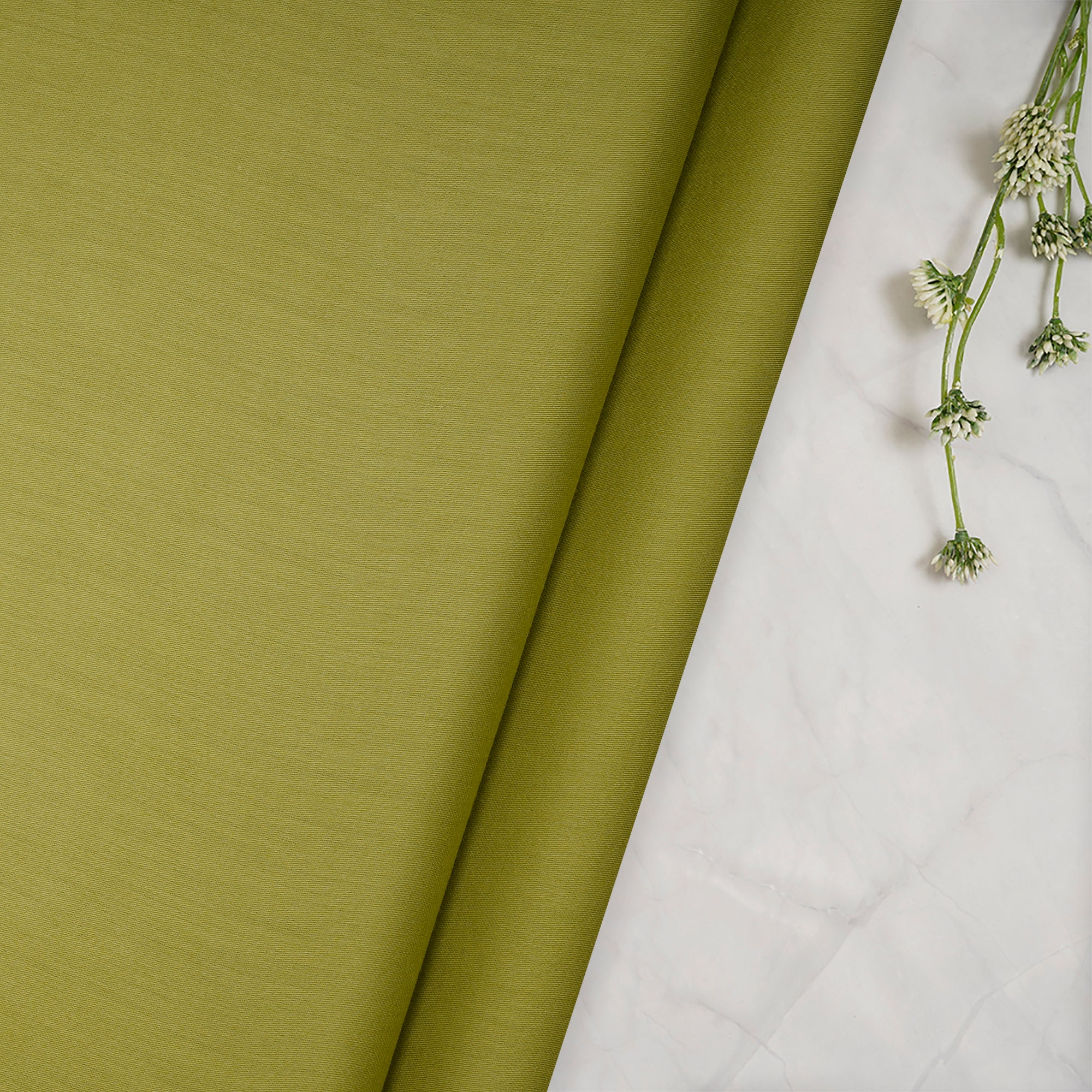 (Pre-Cut 1.45 Mtr)Lime Green Piece Dyed Plain Cotton Fabric