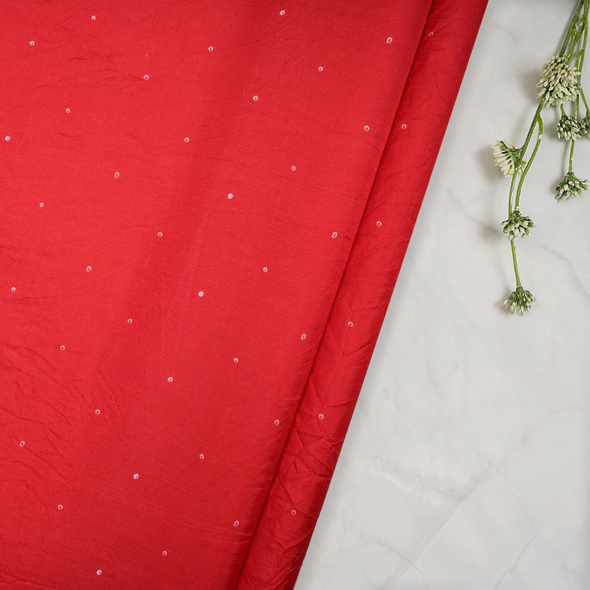 (Pre-Cut 2.85 Mtr)Red All Over Pattern Digital Printed Pure Chanderi Fabric