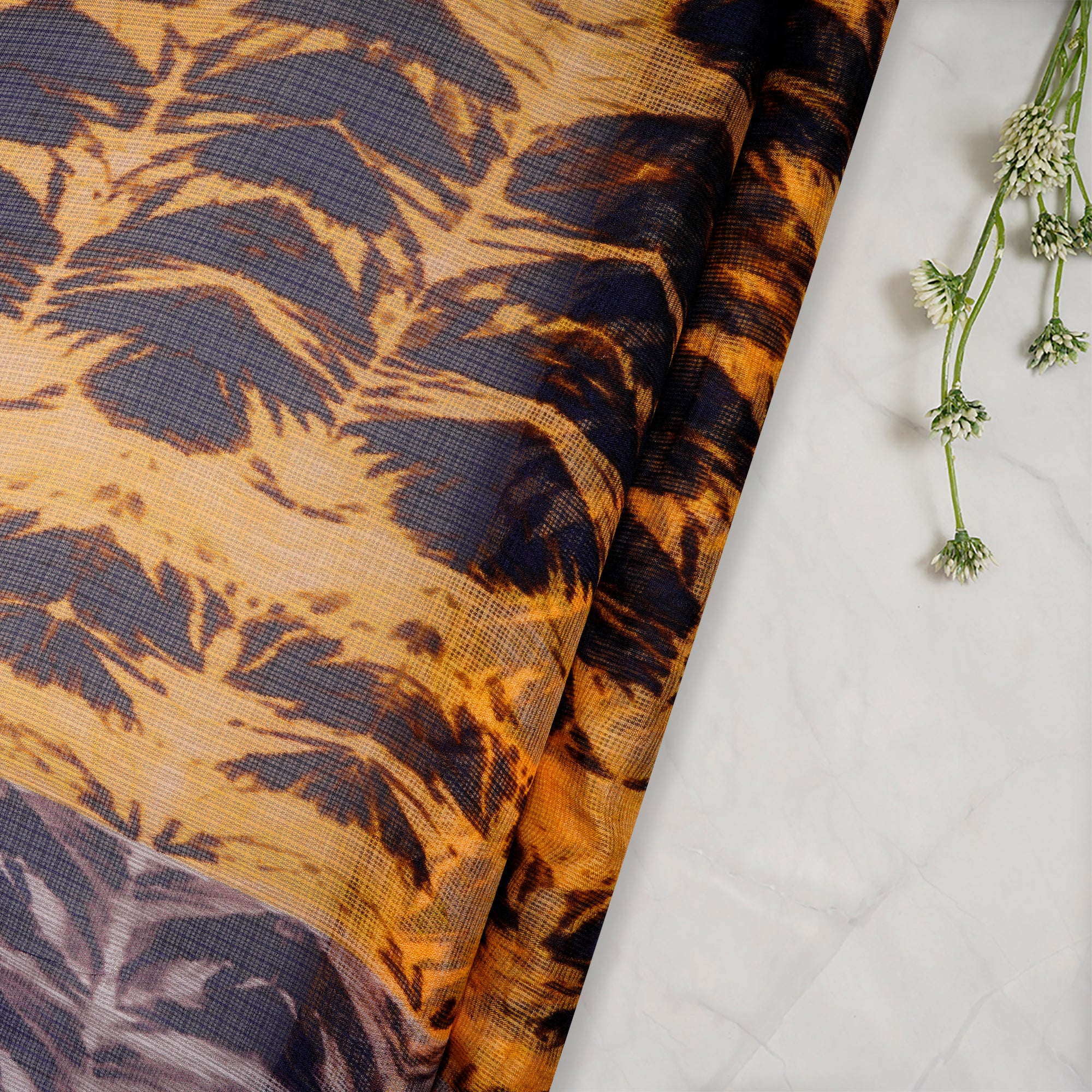 (Pre-Cut 1.40 Mtr)Multi Color Digital Printed Tussar Kota Silk Fabric