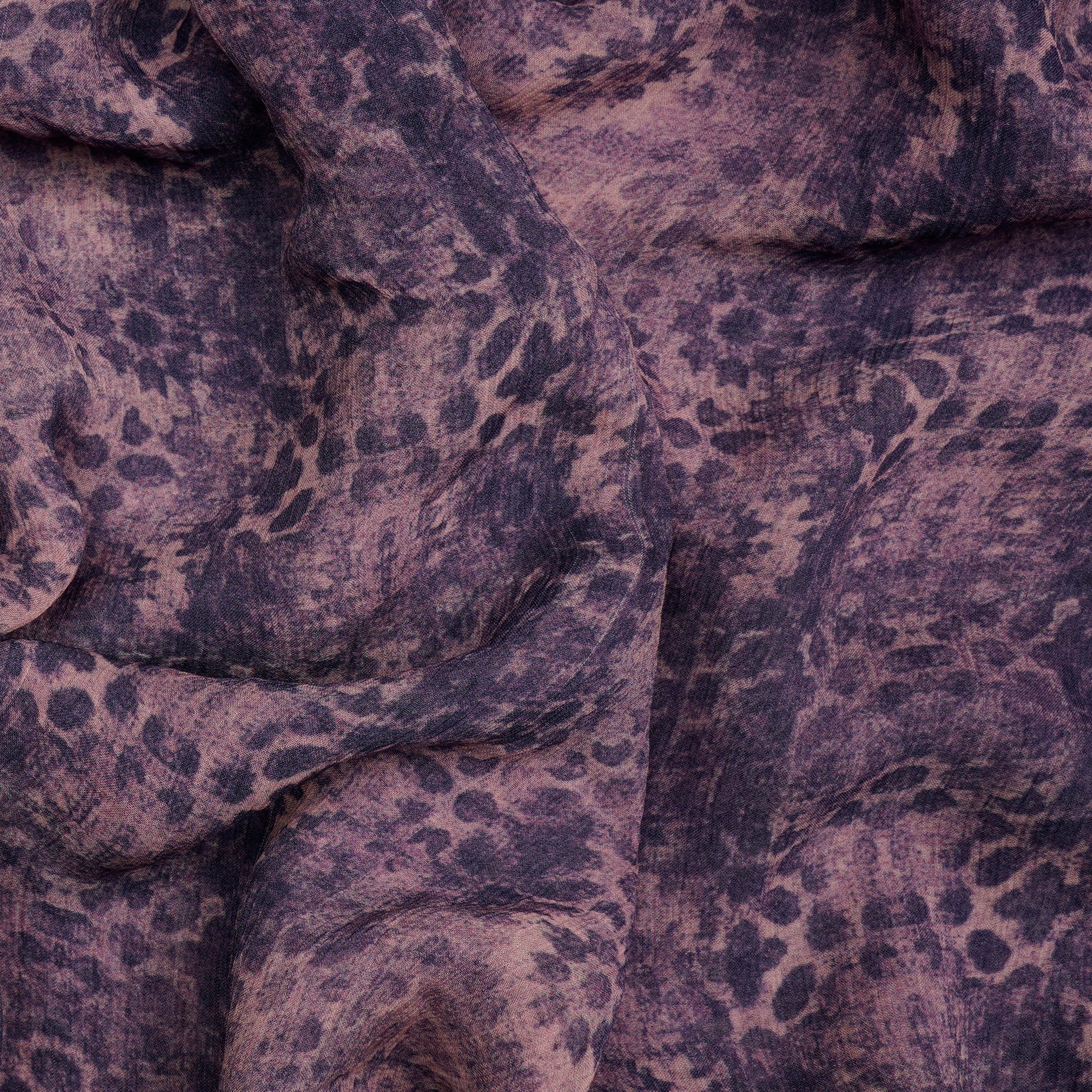 (Pre-Cut 3.00 Mtr)Purple All Over Pattern Digital Print Bemberg Chiffon Fabric