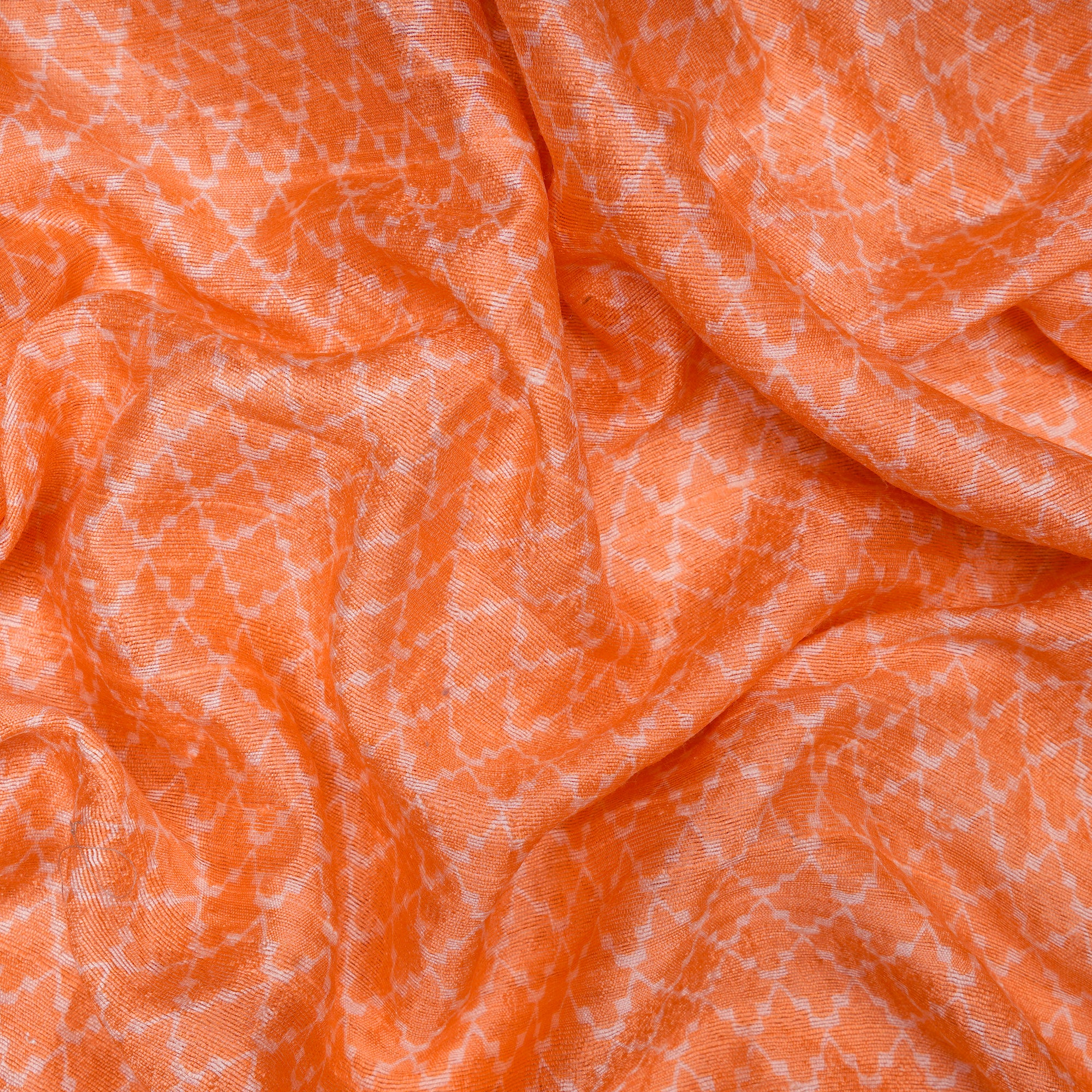 (Pre-Cut 1.95 Mtr) Nectarine Digital Printed Dupion Silk Fabric