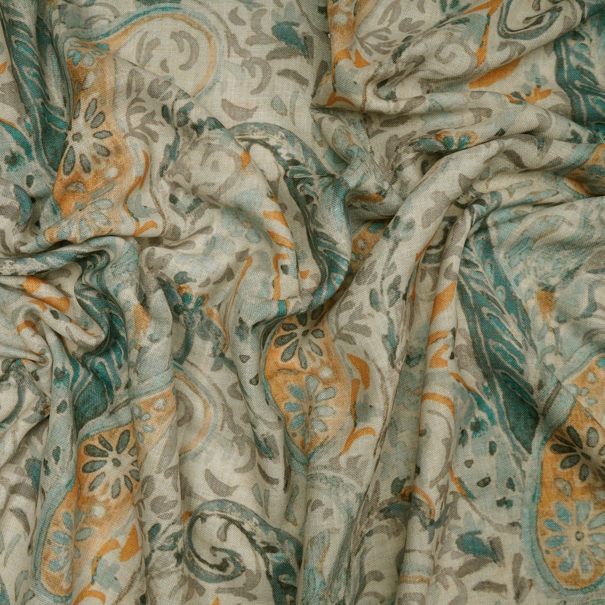 (Pre-Cut 2.00 Mtr)Multi Color All Over Pattern Digital Print Polyester Fabric