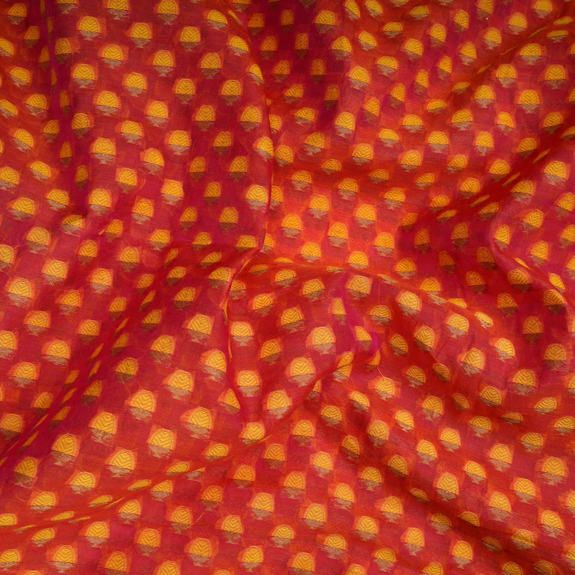 (Pre-Cut 3.30 Mtr)Geranium All Over Pattern Jacquard Silk-Cotton Fabric