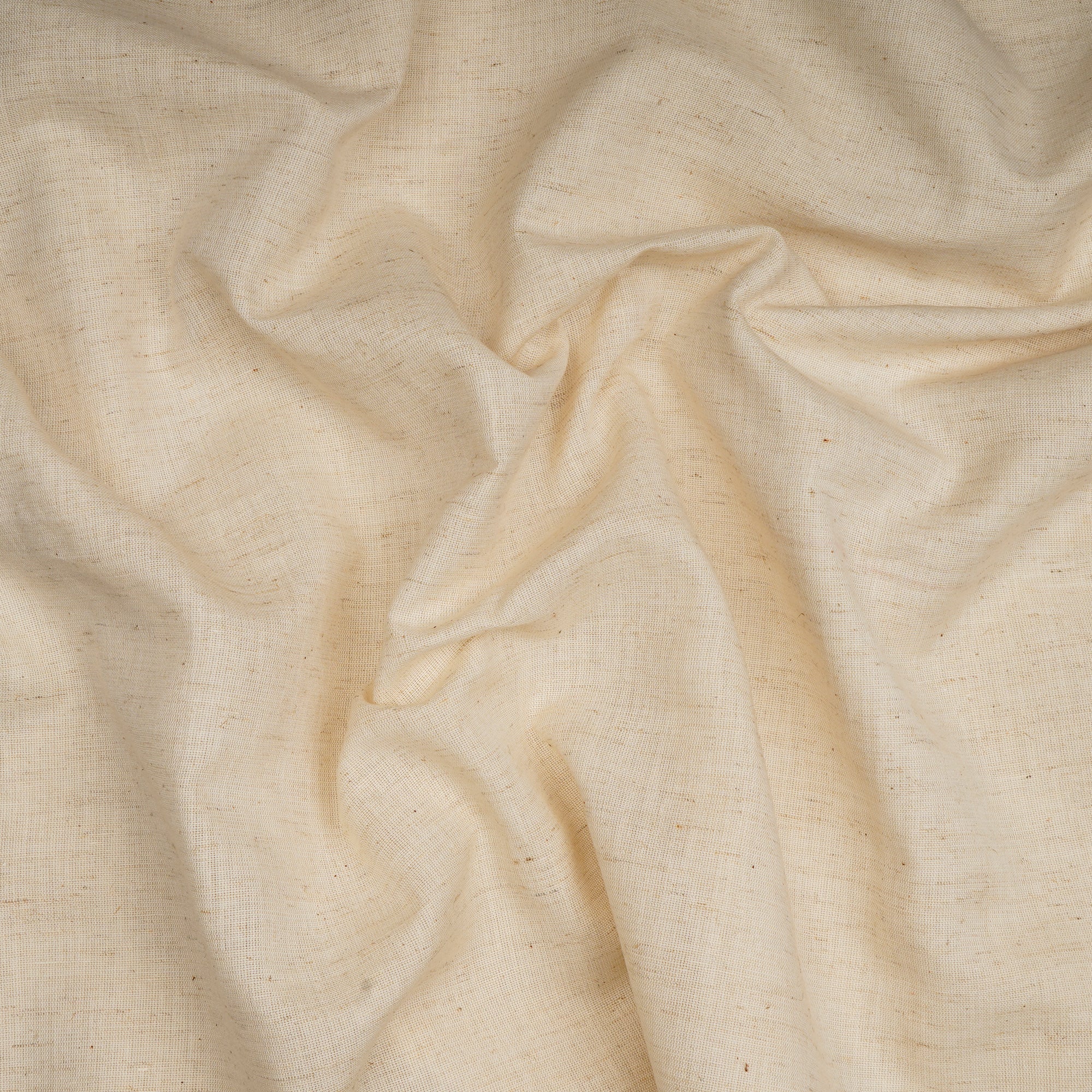 (Pre-Cut 1.00 Mtr)White Plain Flax Cotton Fabric With Border