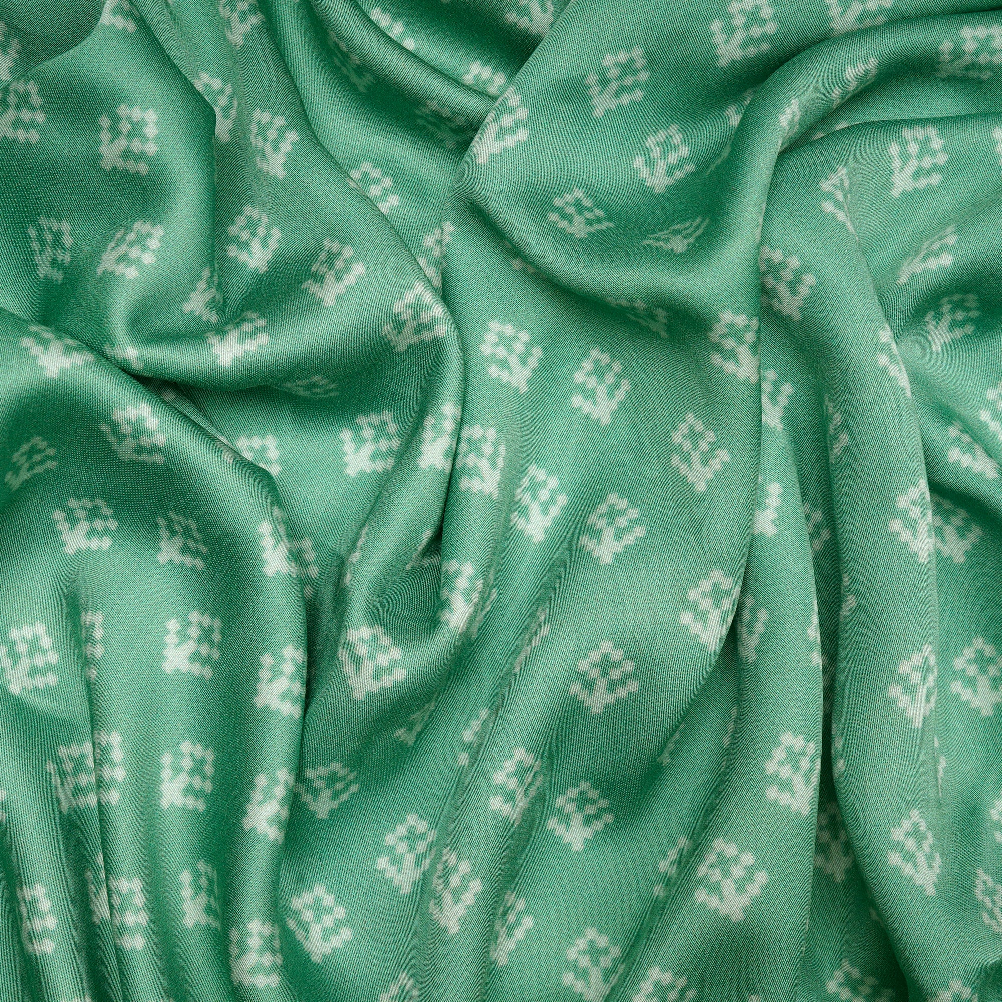 (Pre-Cut 4.00Mtr)Hemlock Floral Motif Pattern Digital Print Modal Maple Silk Fabric