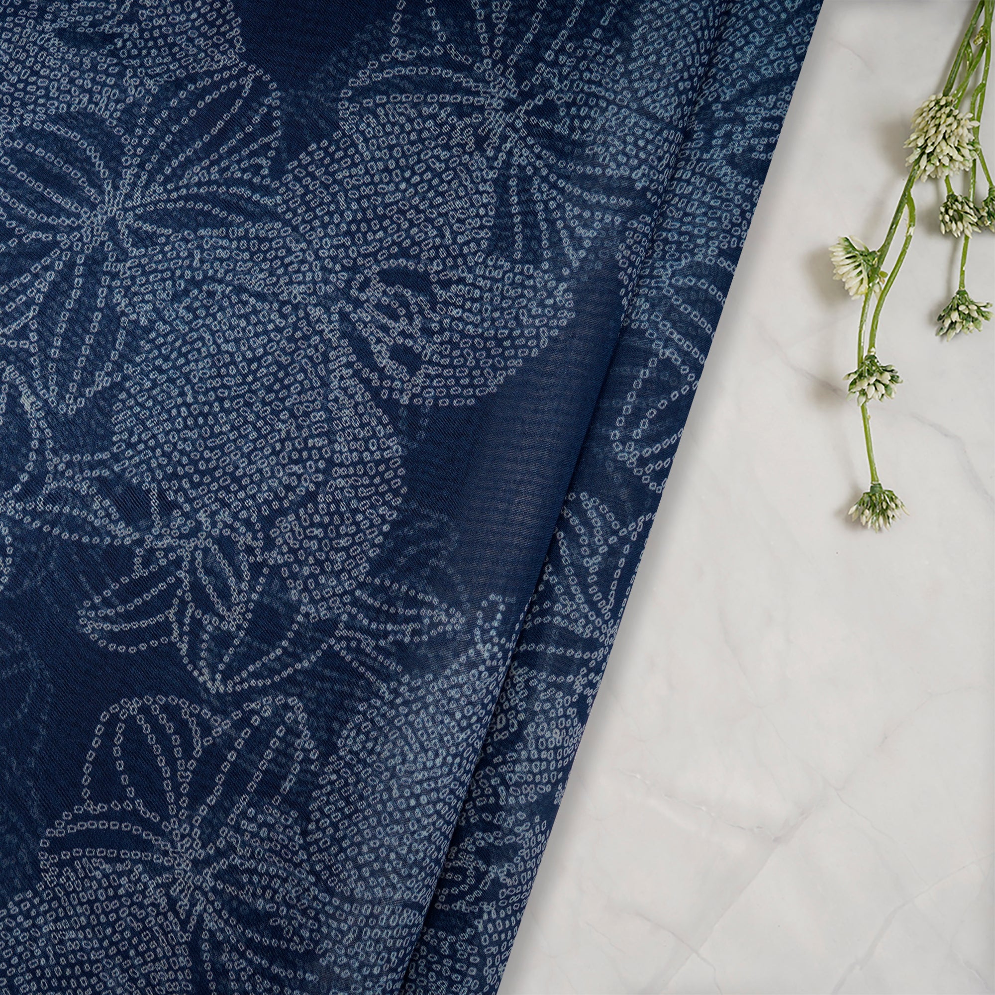 (Pre-Cut 2.00 Mtr)Oceana Floral Pattern Digital Print Fine Chanderi Fabric