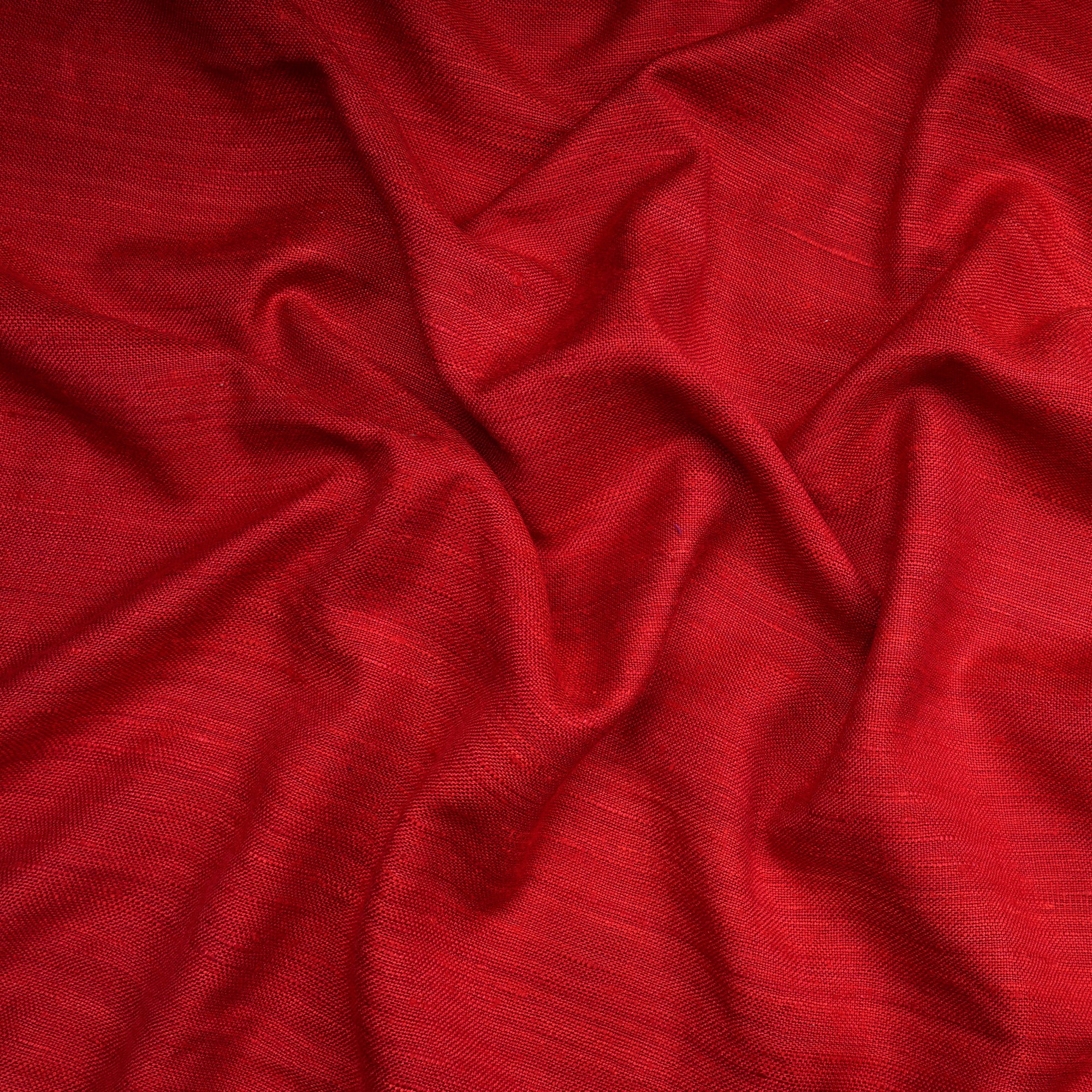 (Pre-Cut 1.00 Mtr) True Red Piece Dyed Bamboo Matka SIlk Fabric
